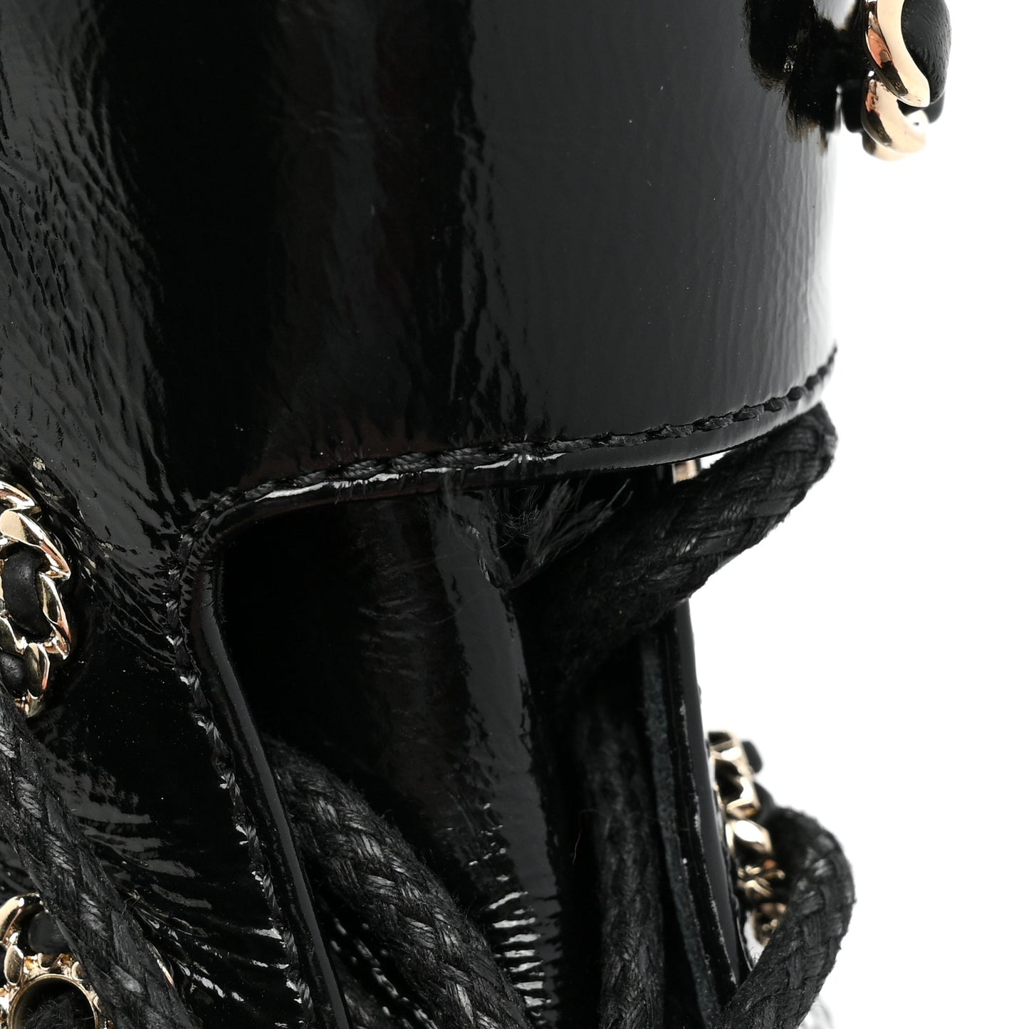 Shiny Calfskin Quilted Lace Up Combat Boots 36 Black