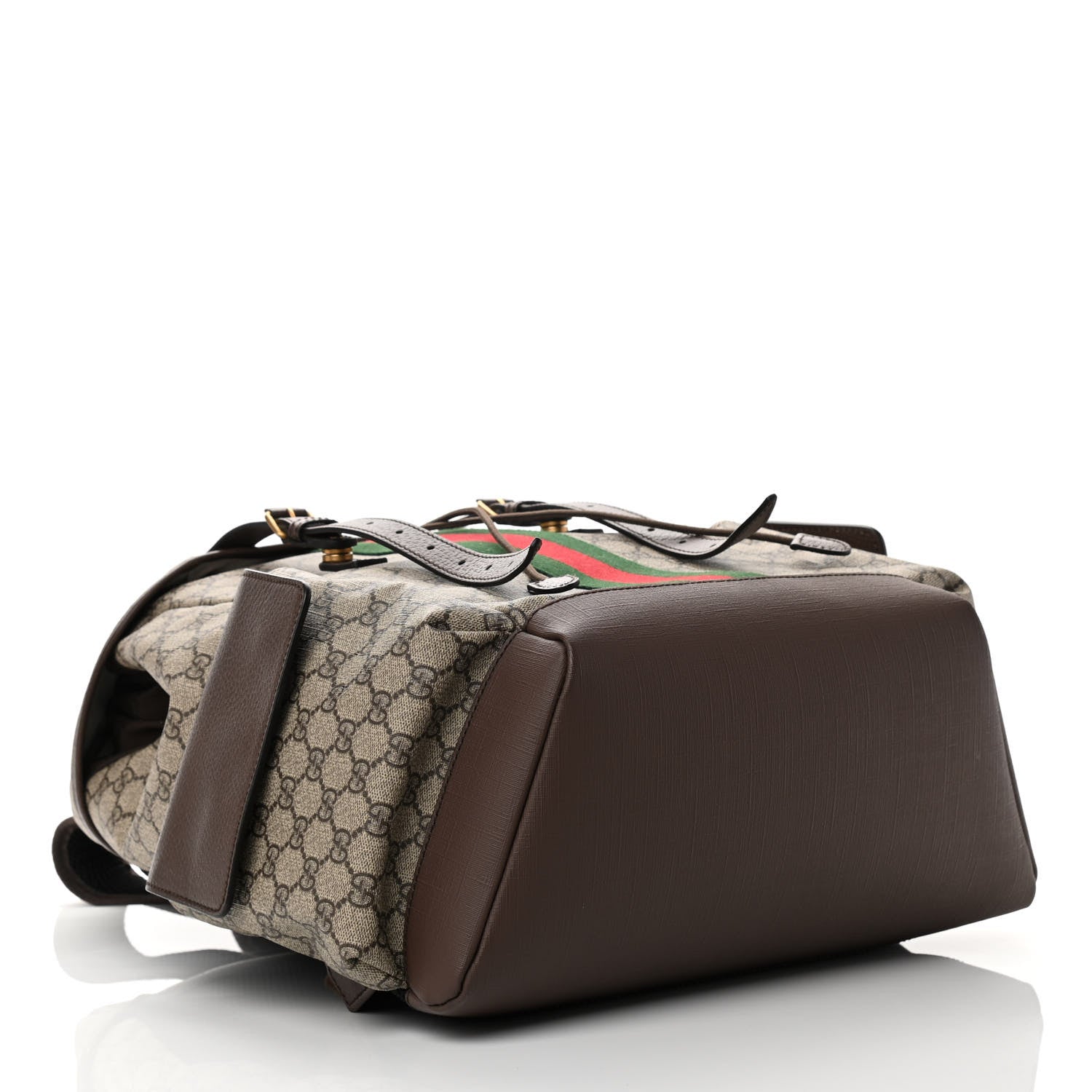 Gucci GG Supreme Monogram Medium Ophidia Double Buckle Backpack Brown 4 of 10