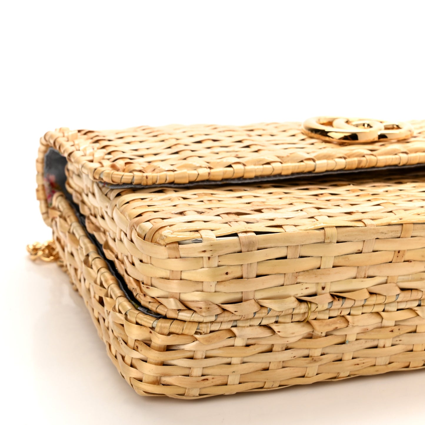 Glazed Wicker Small Cestino Shoulder Bag Natural