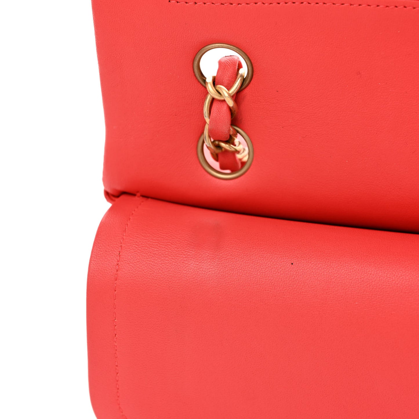 Lambskin Quilted Medium Double Flap Red