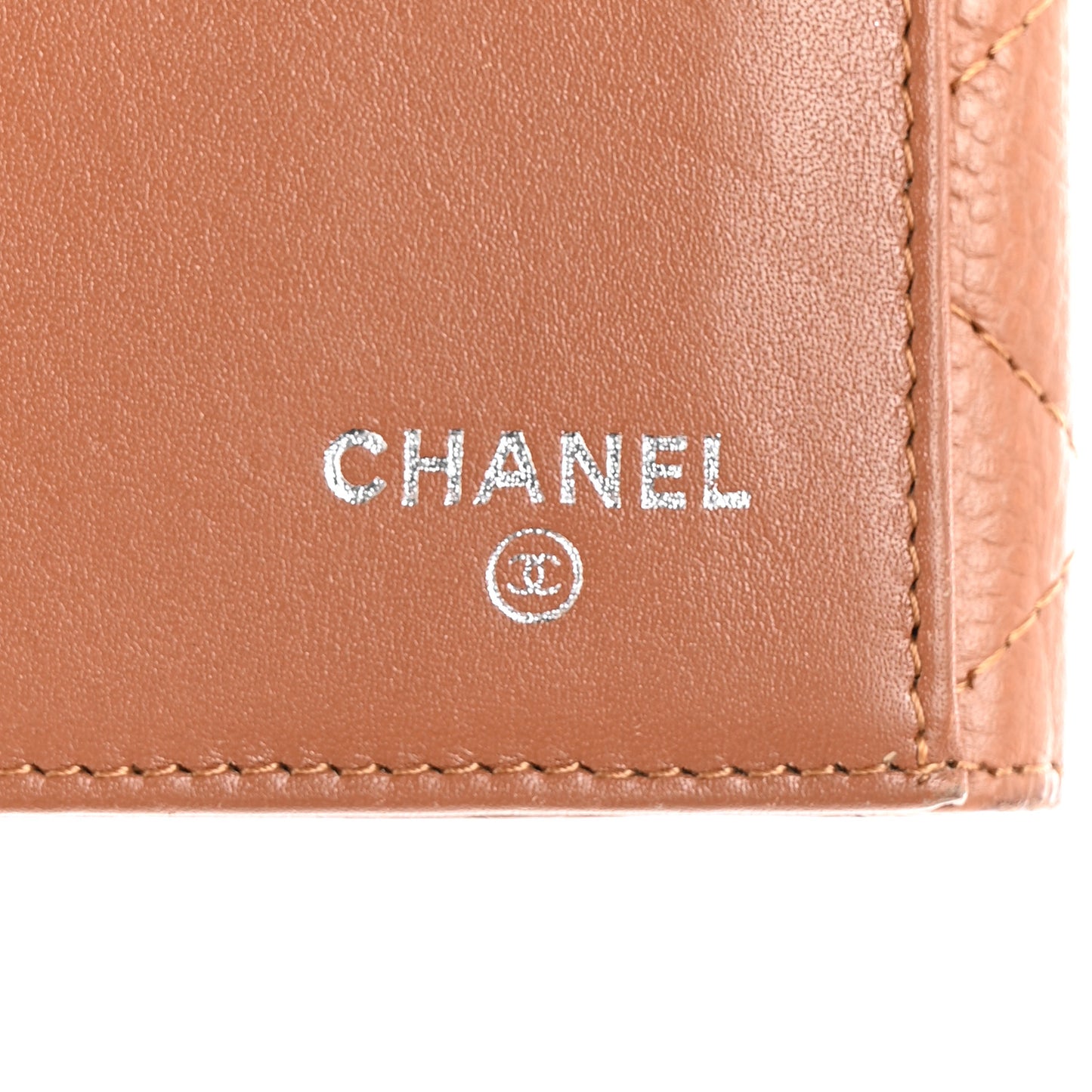 Caviar Quilted Long Flap Wallet Light Brown