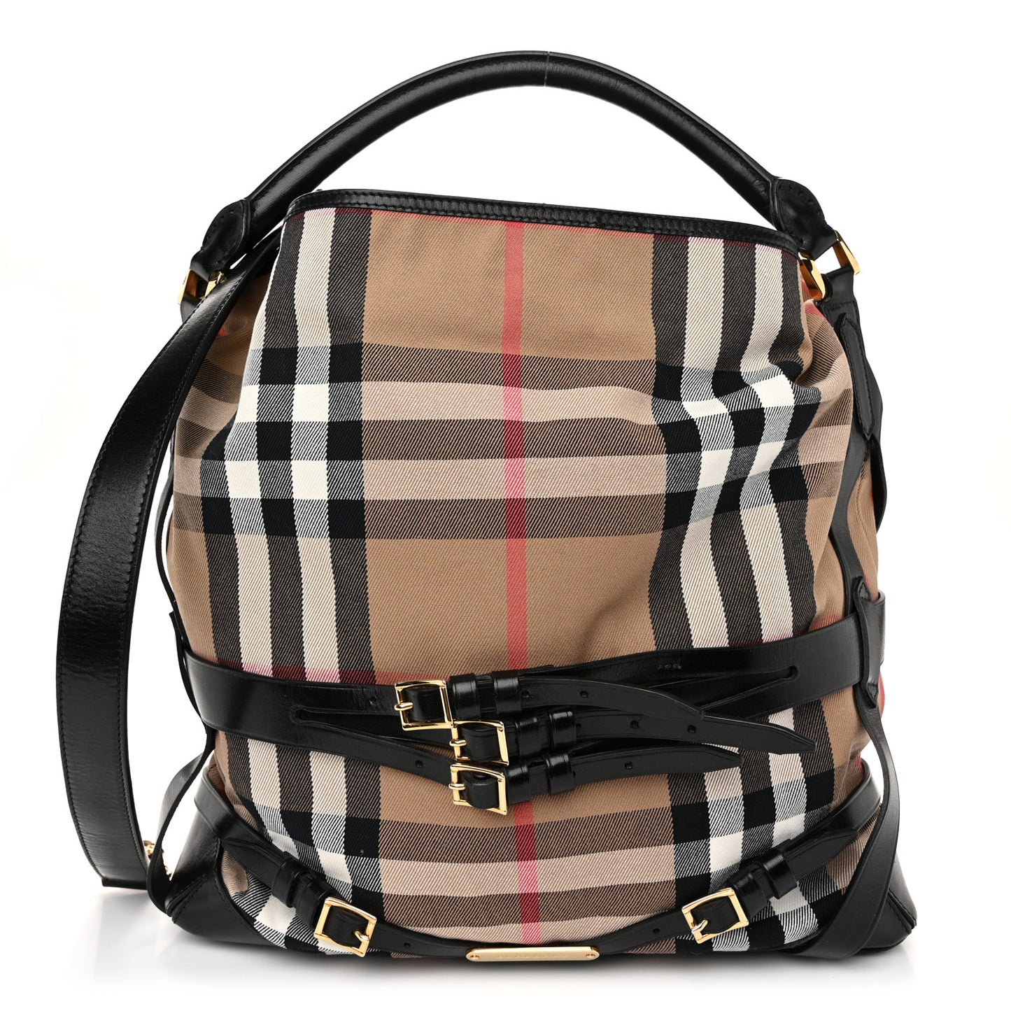 House Check Bridle Calfskin Medium Gosford Hobo Black