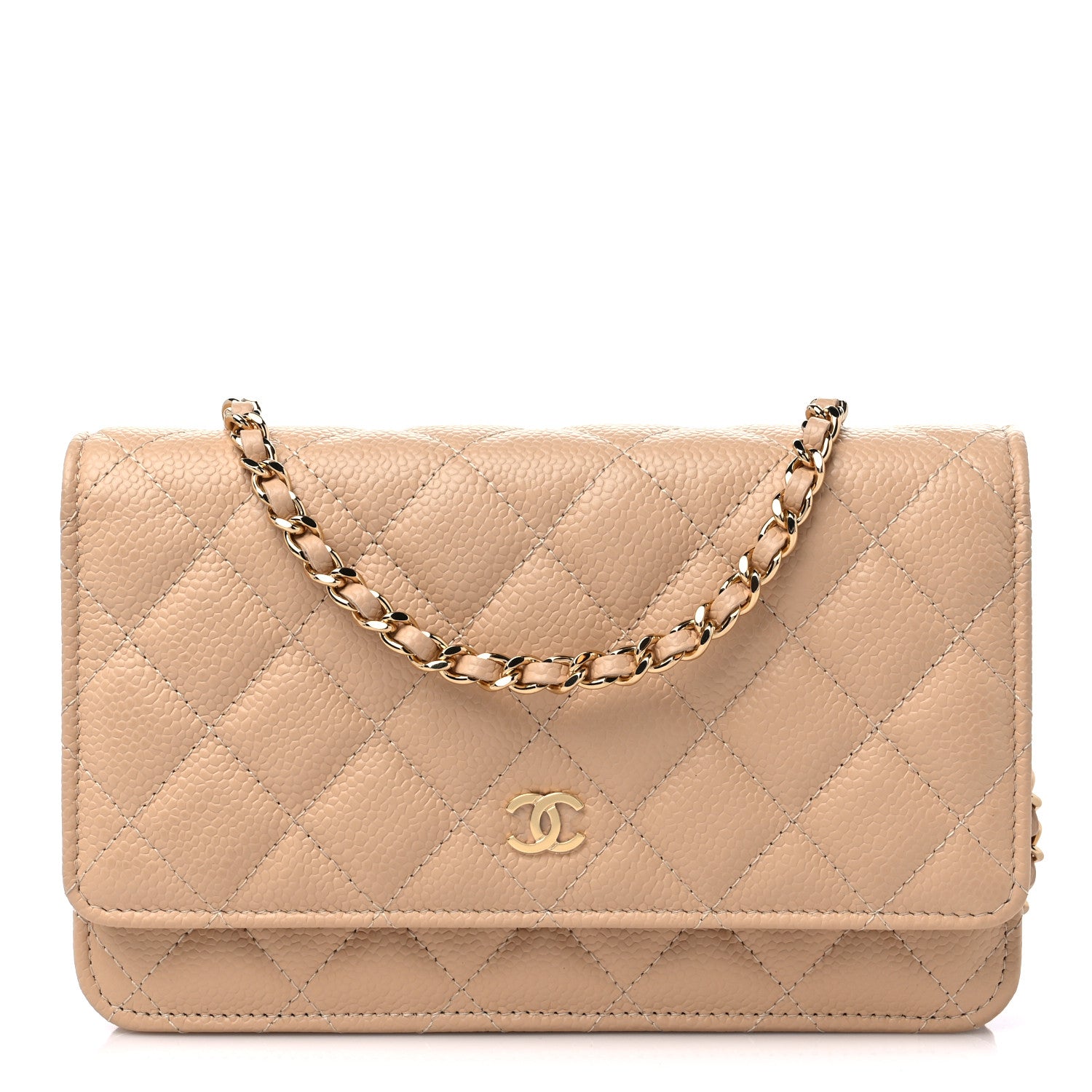 Chanel Caviar Quilted Wallet On Chain WOC Beige 1 of 11
