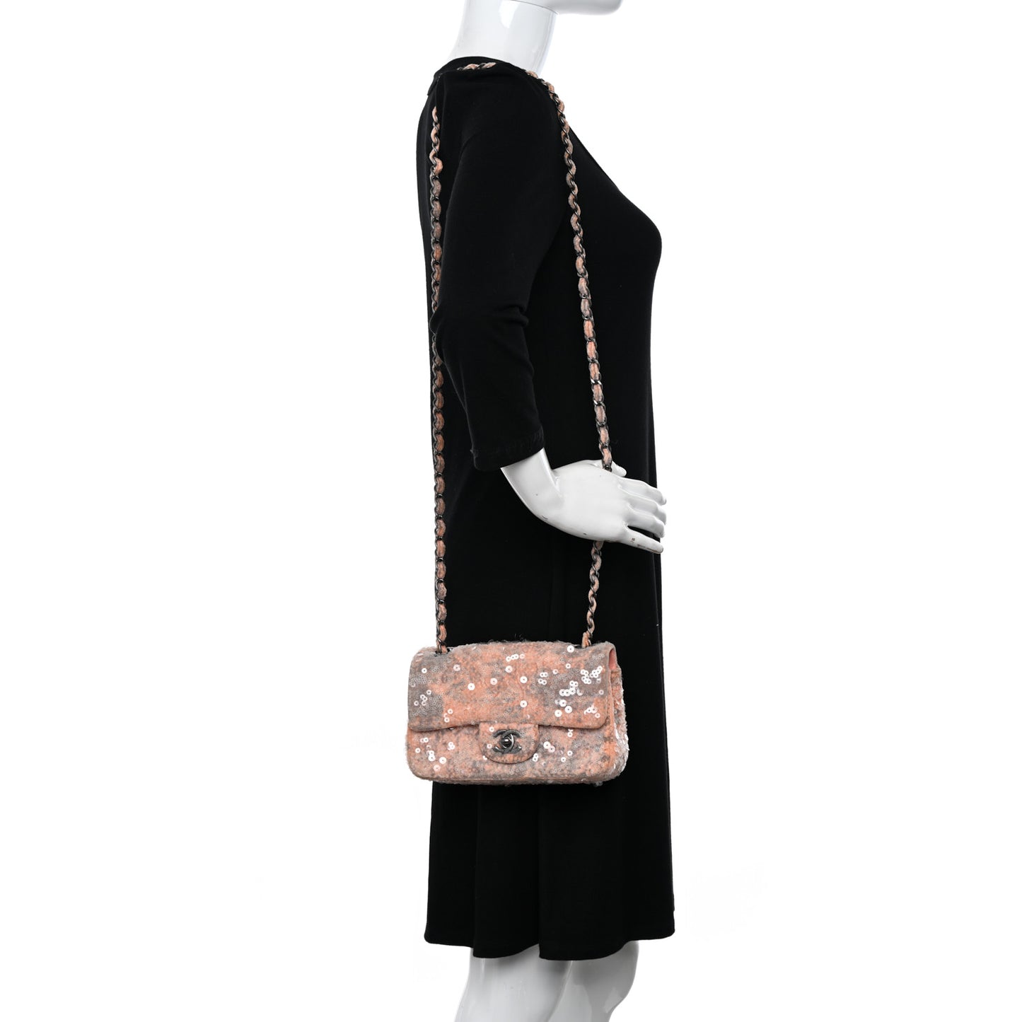 Sequin Mini Flap Light Orange Grey