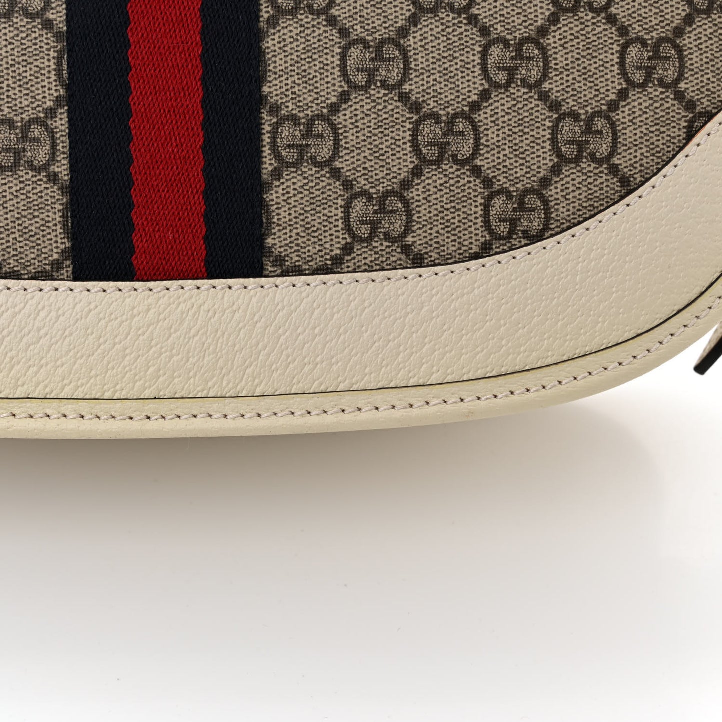 GG Supreme Monogram Web Large Ophidia Shoulder Bag Beige Ebony Mystic White
