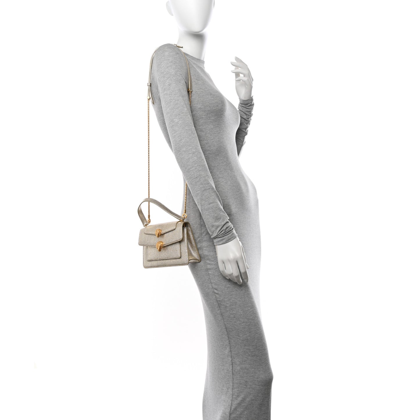 x ALEXANDER WANG Metallic Karung Serpenti Top Handle Belt Bag Light Gold