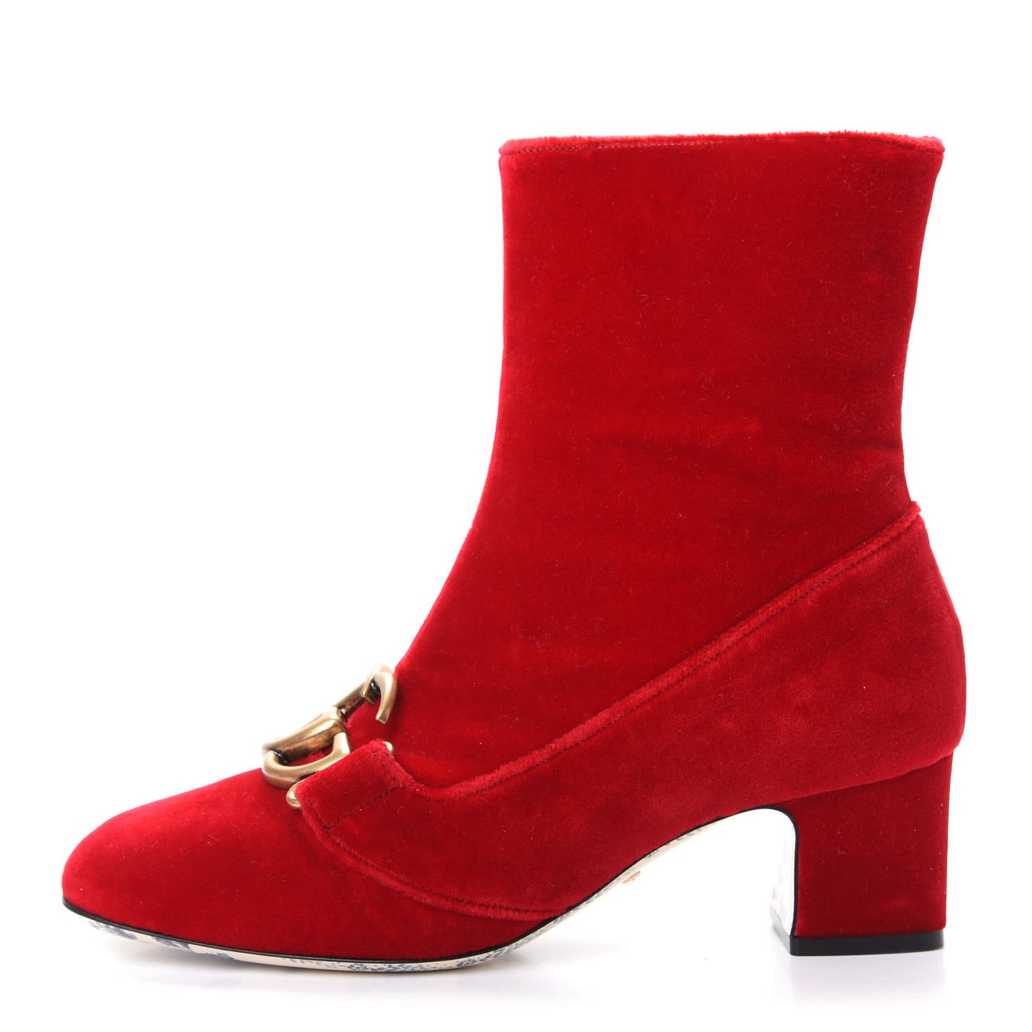 Softy Velvet Malaga Kid GG Victoire 55mm Ankle Boots 36.5 Hibiscus Red