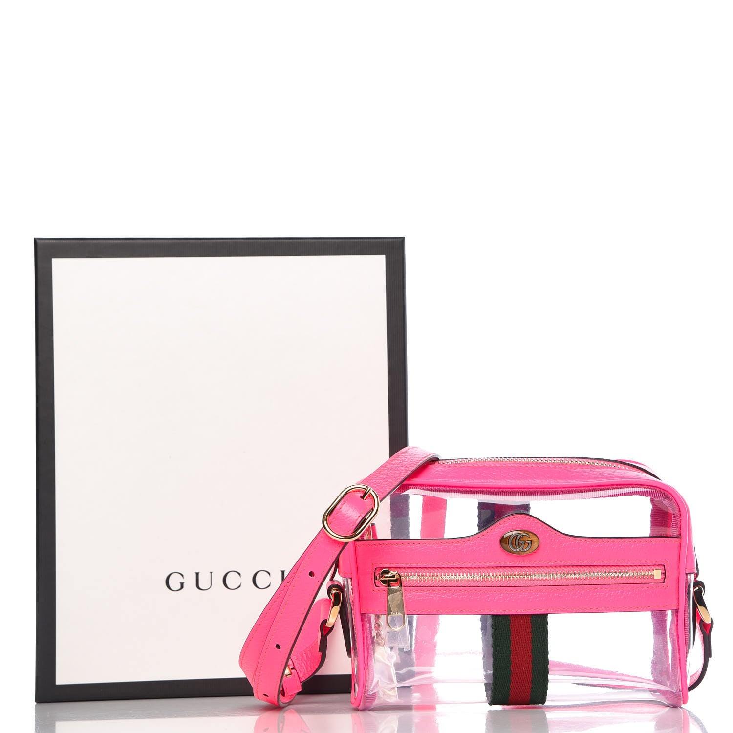 Gucci Vinyl Web Mini Ophidia Transparent Shoulder Bag Fluorescent Fuchsia 9 of 9