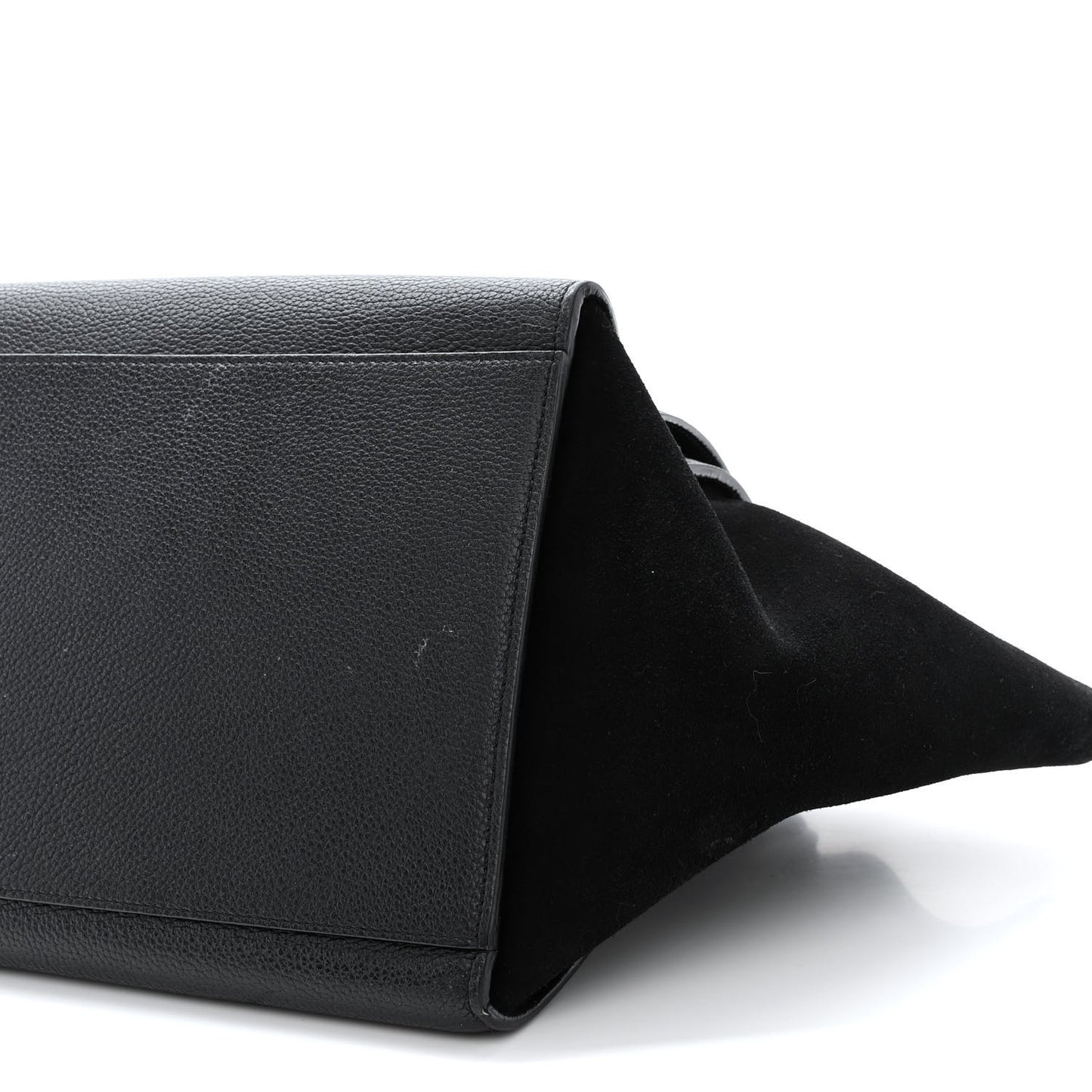 Drummed Calfskin Suede Medium Trapeze Black