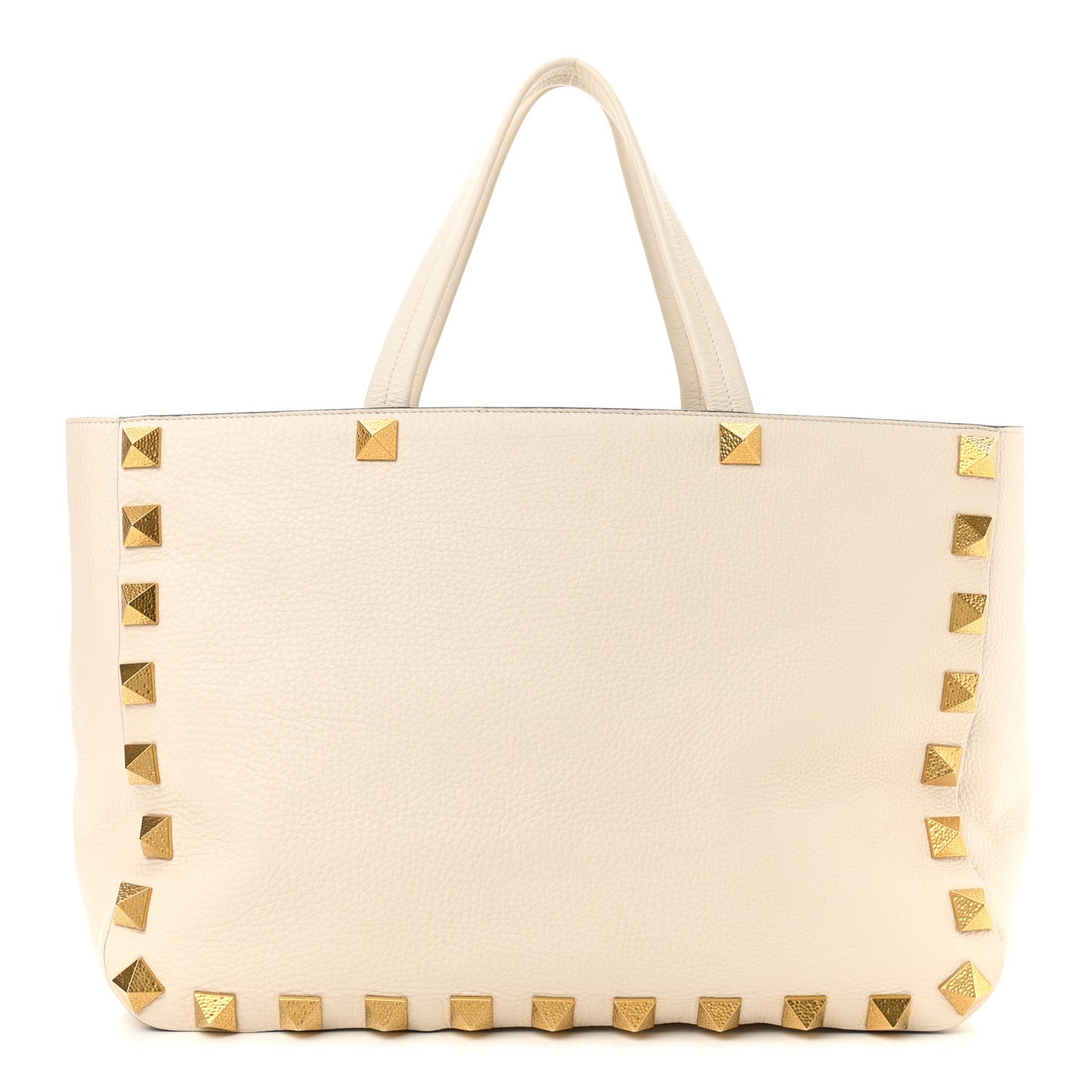 Grained Calfskin Roman Stud Tote Light Ivory
