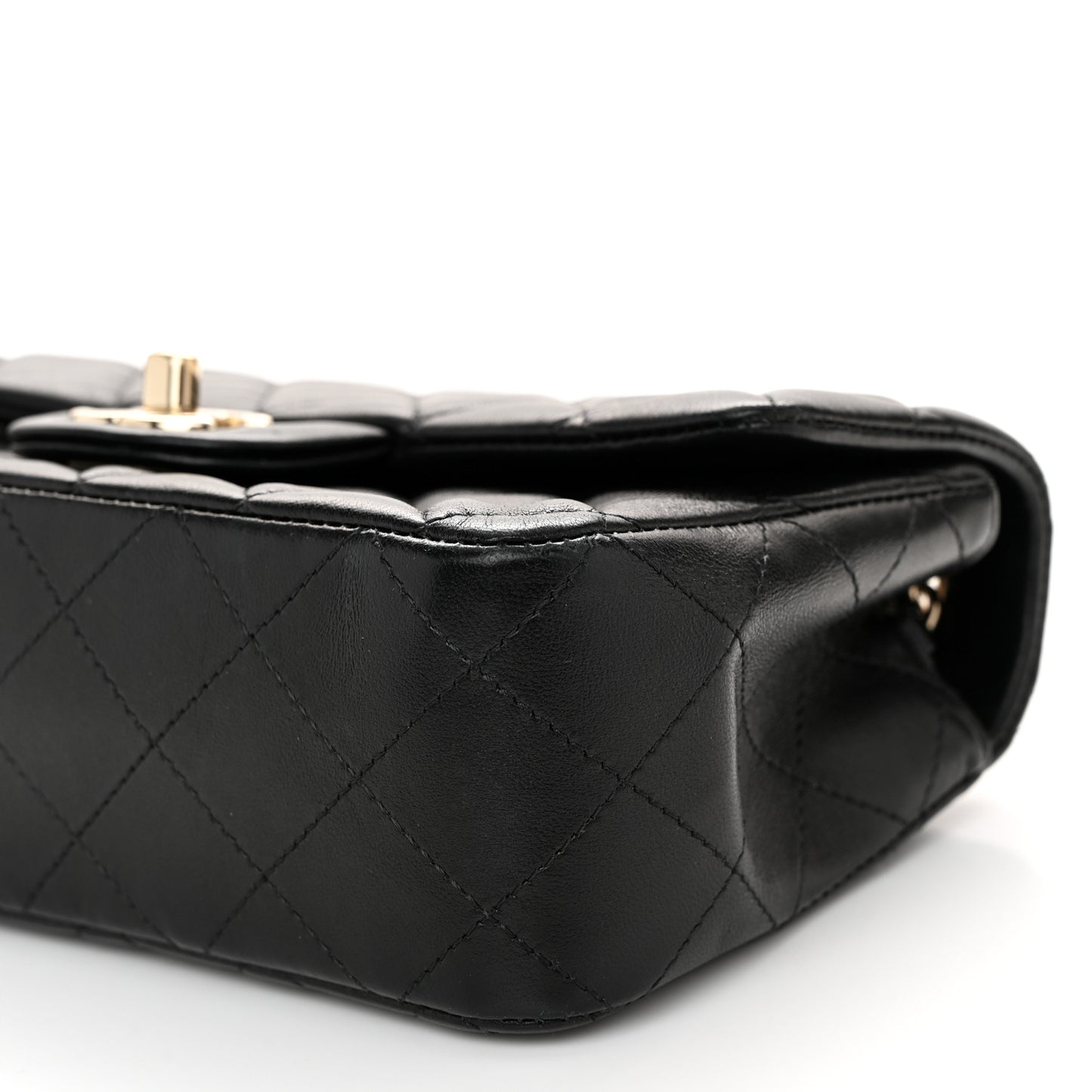 Lambskin Quilted Mini Rectangular Flap Black