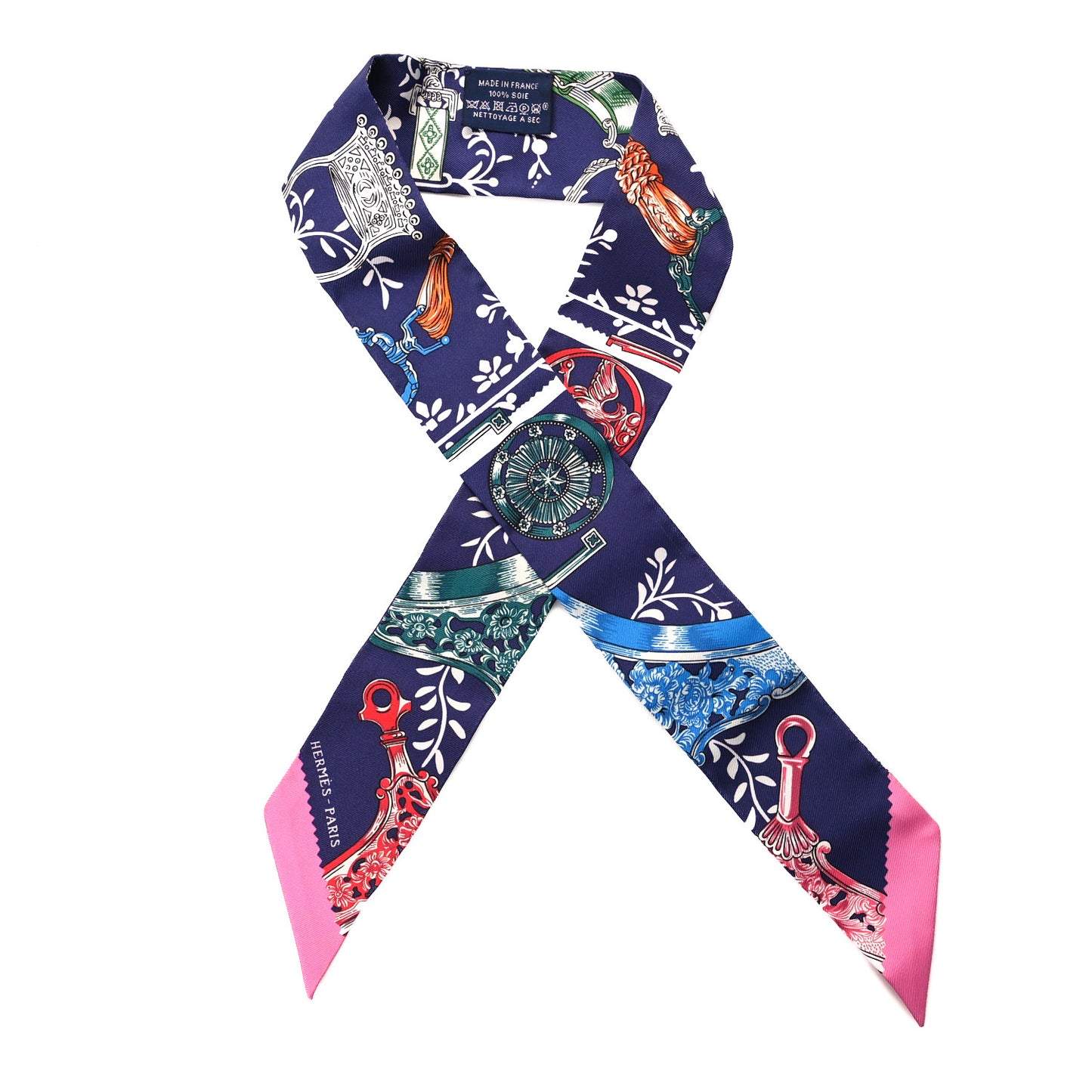 Silk Etriers Remix Twilly Indigo Rose Vif Multicolore