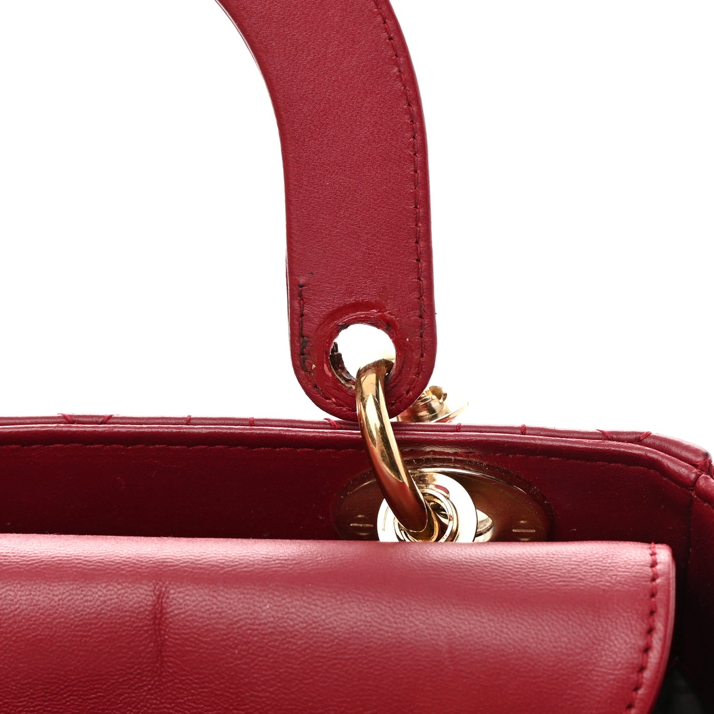 Lambskin Cannage Small Lucky Badges My Lady Dior Red