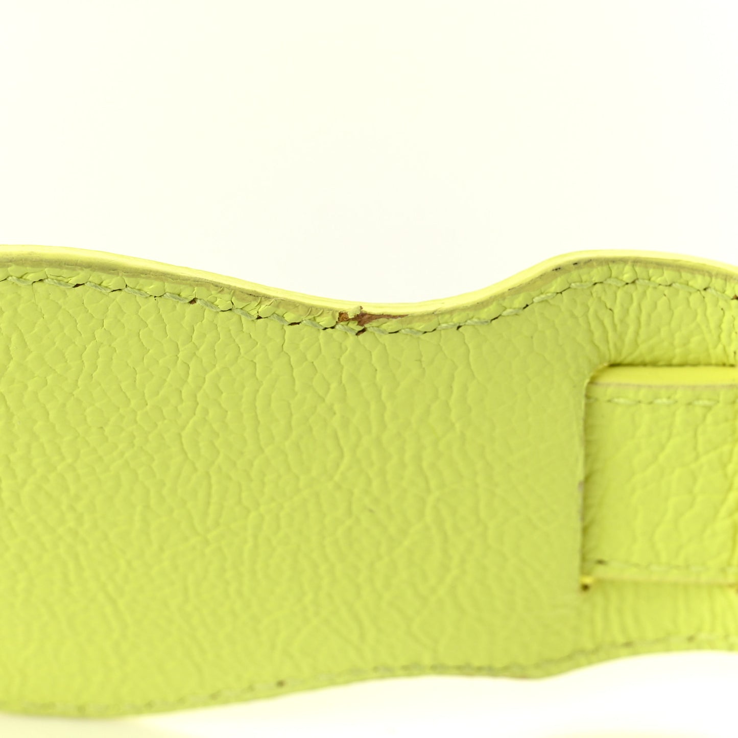 Chevre Silver Metallic Edge Hardware Mini City Acid Green