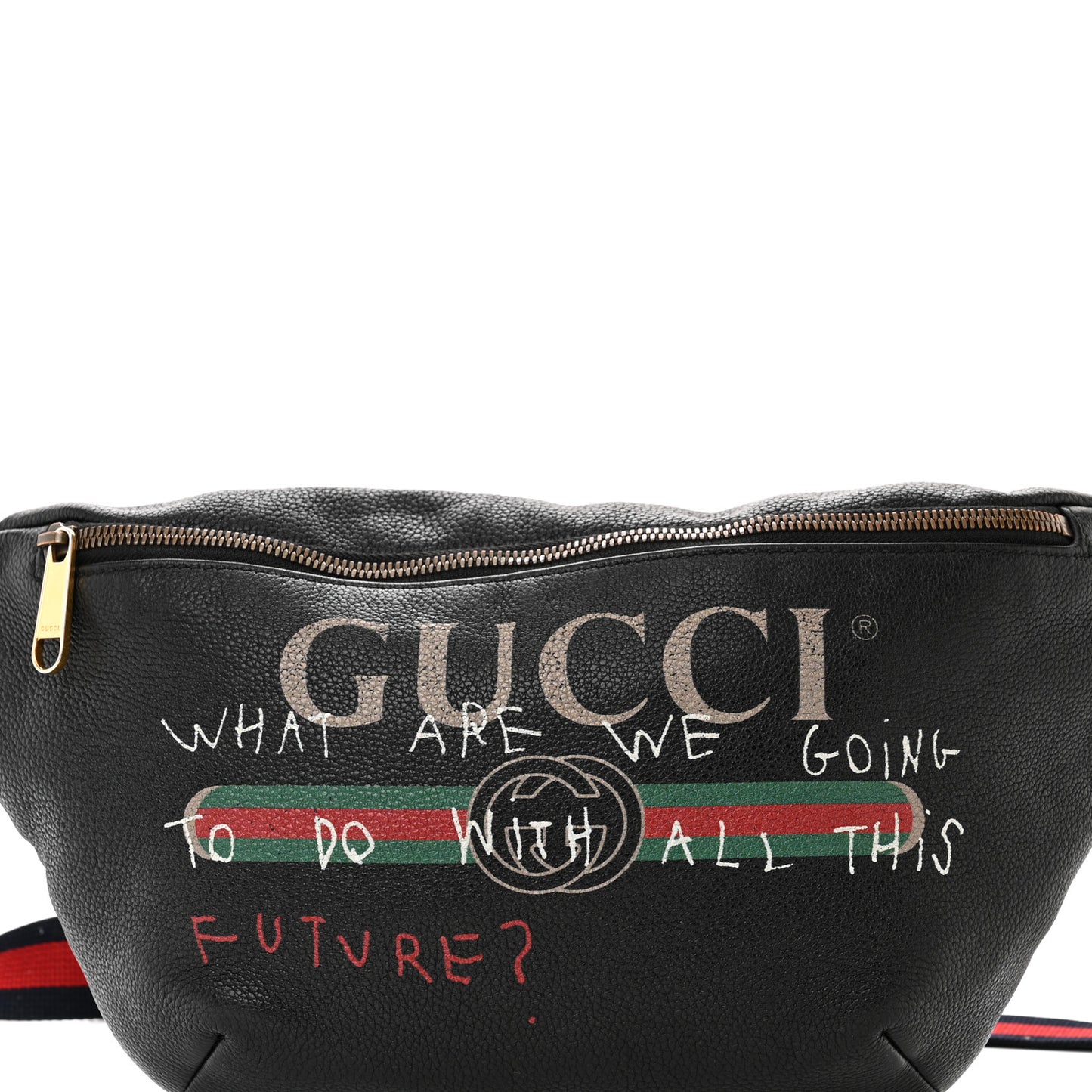 Grained Calfskin Coco Capitan Logo Belt Bag Black