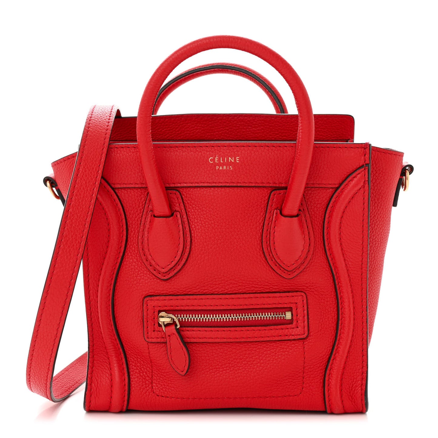 Drummed Calfskin Nano Luggage Red