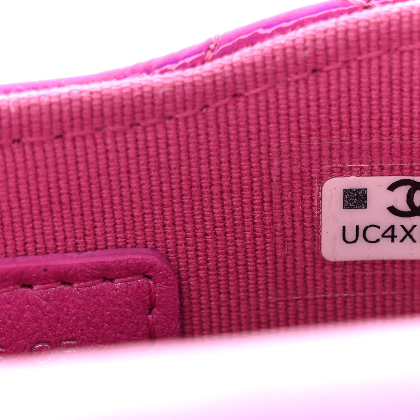 Patent Lambskin Quilted CC Hook Card Holder Pink