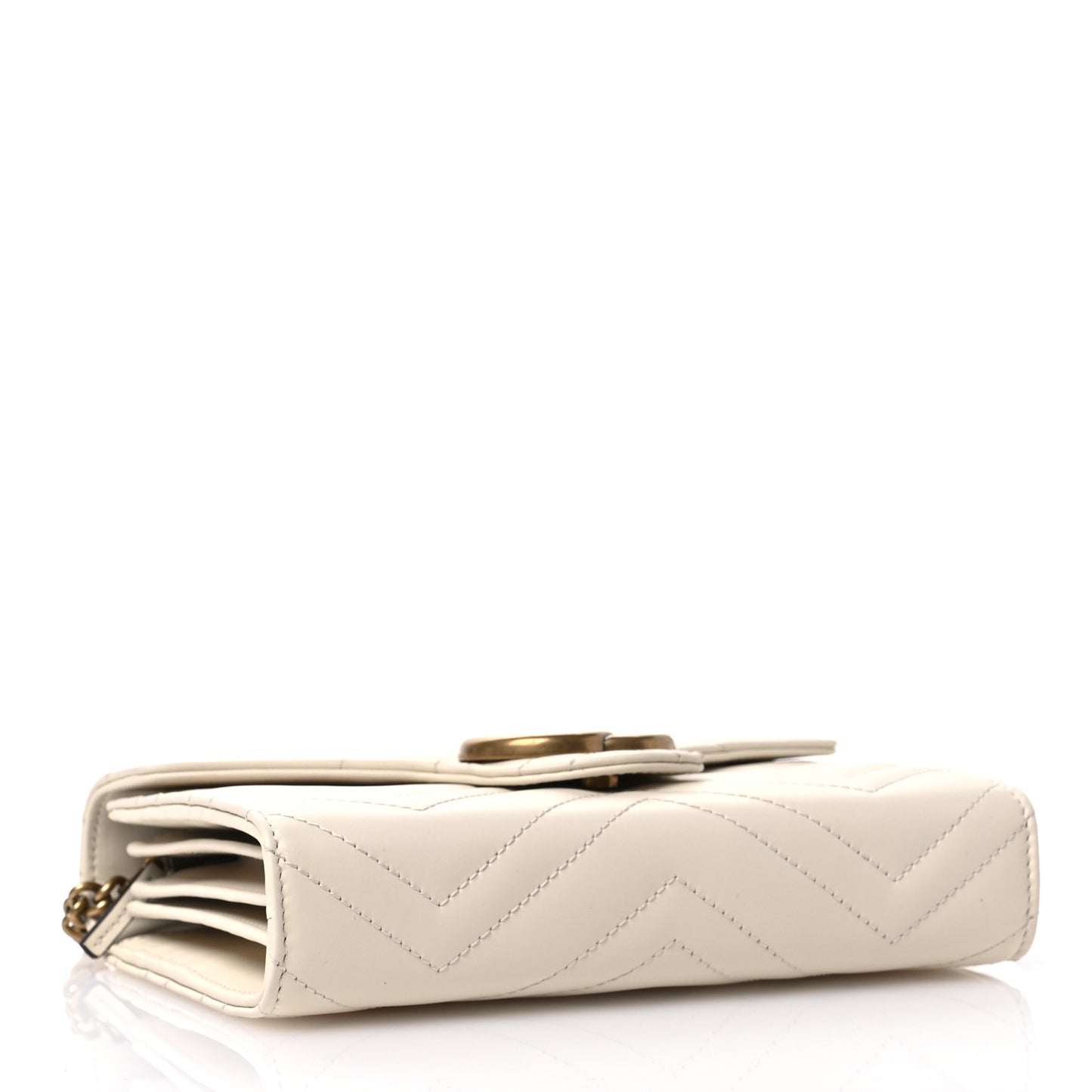 Calfskin Matelasse GG Marmont Chain Wallet Mystic White