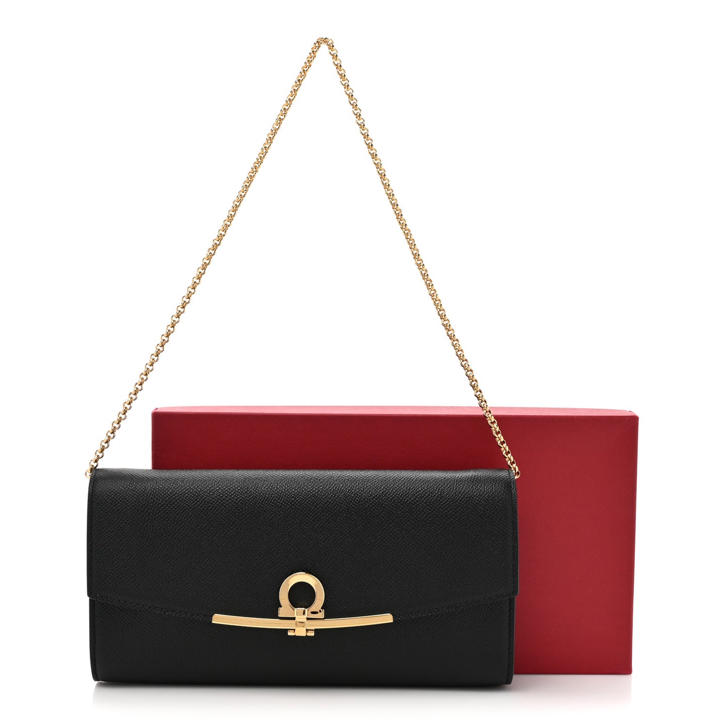Hammered Calfskin Mini Gancini Icona Bag Black