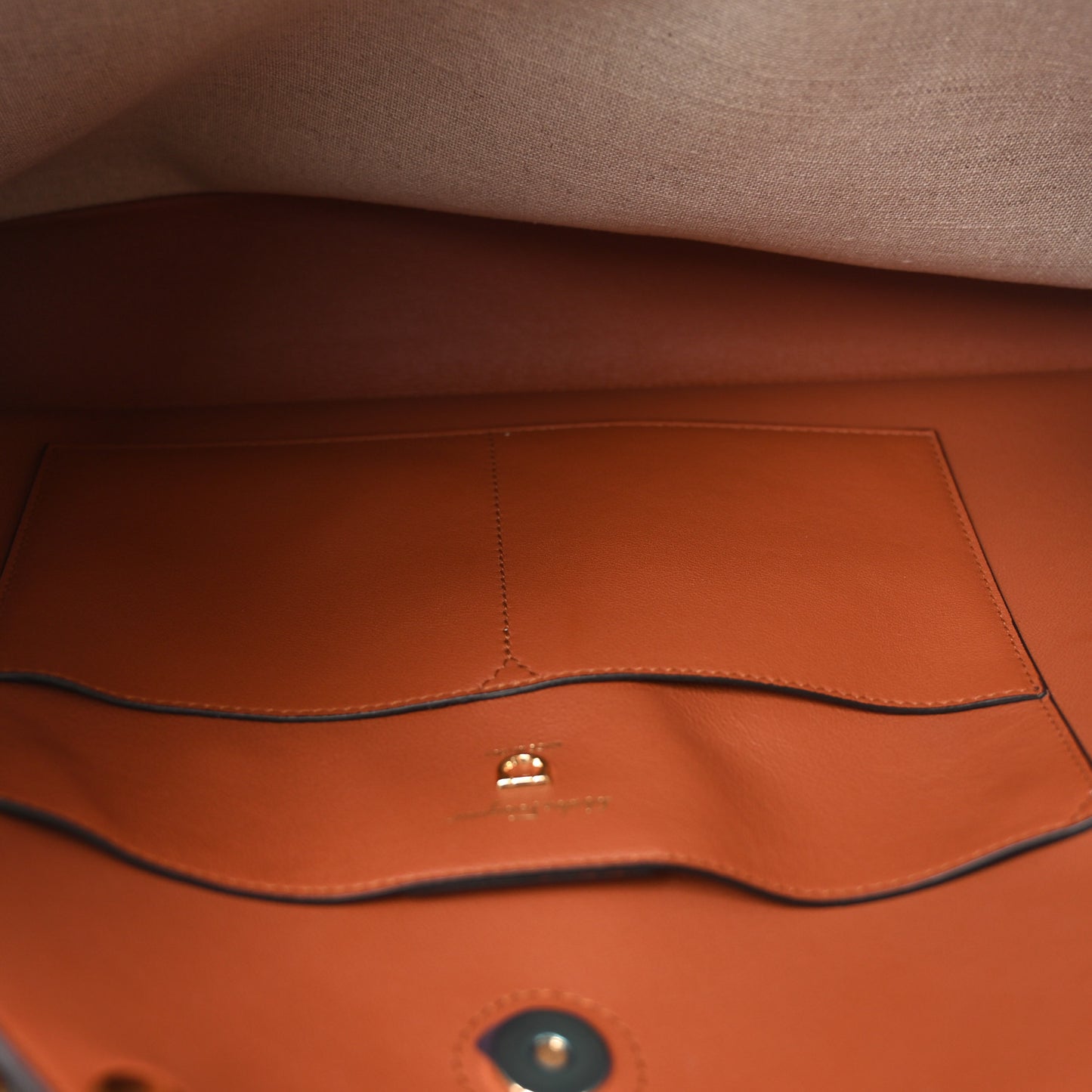 Canvas Calfskin Glam Tote Beige Brown