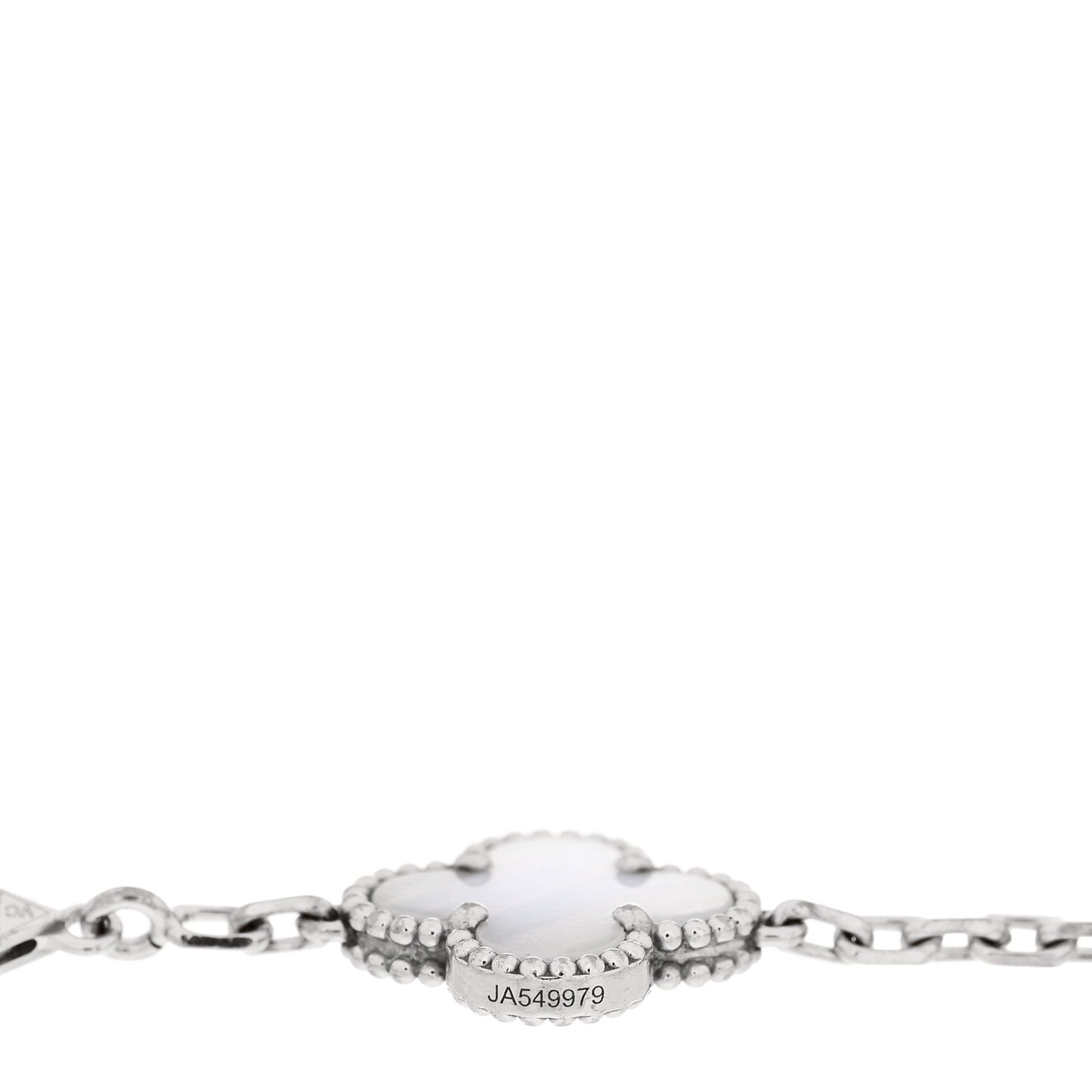18K White Gold Chalcedony 5 Motifs Vintage Alhambra Bracelet