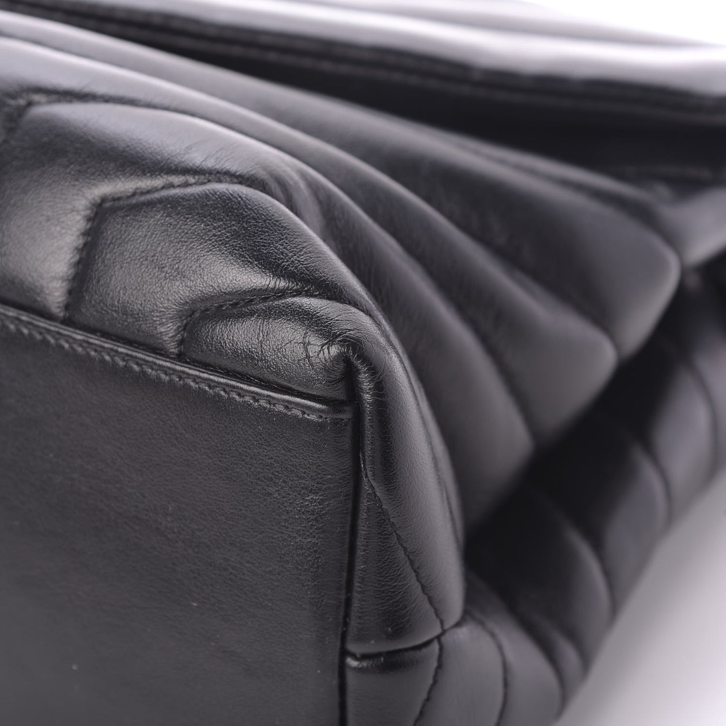 Calfskin Y Quilted Monogram Medium Loulou Chain Satchel Black
