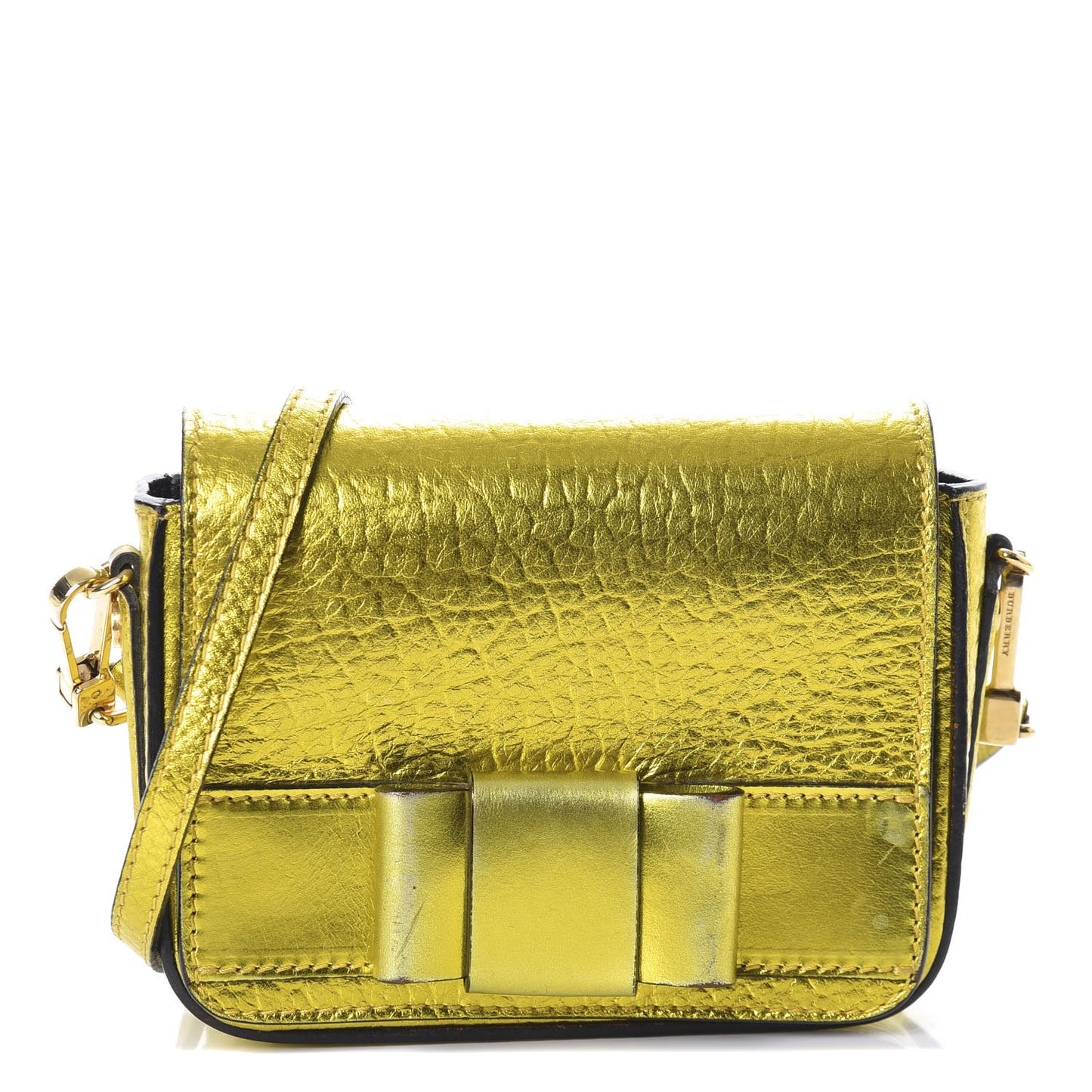Metallic Calfskin Bow Detail Berkeley Crossbody Yellow
