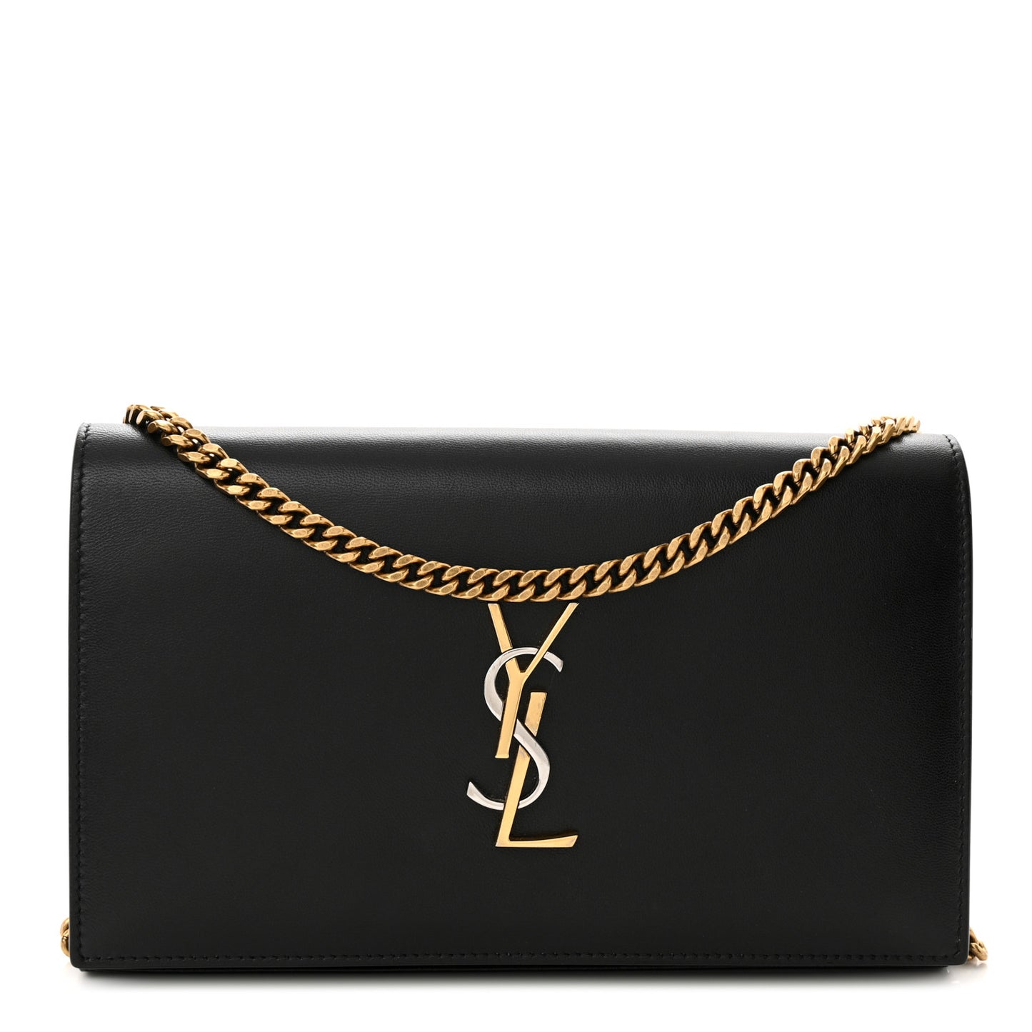 Smooth Calfskin Tri-Metal Cassandre Wallet On Chain WOC Black