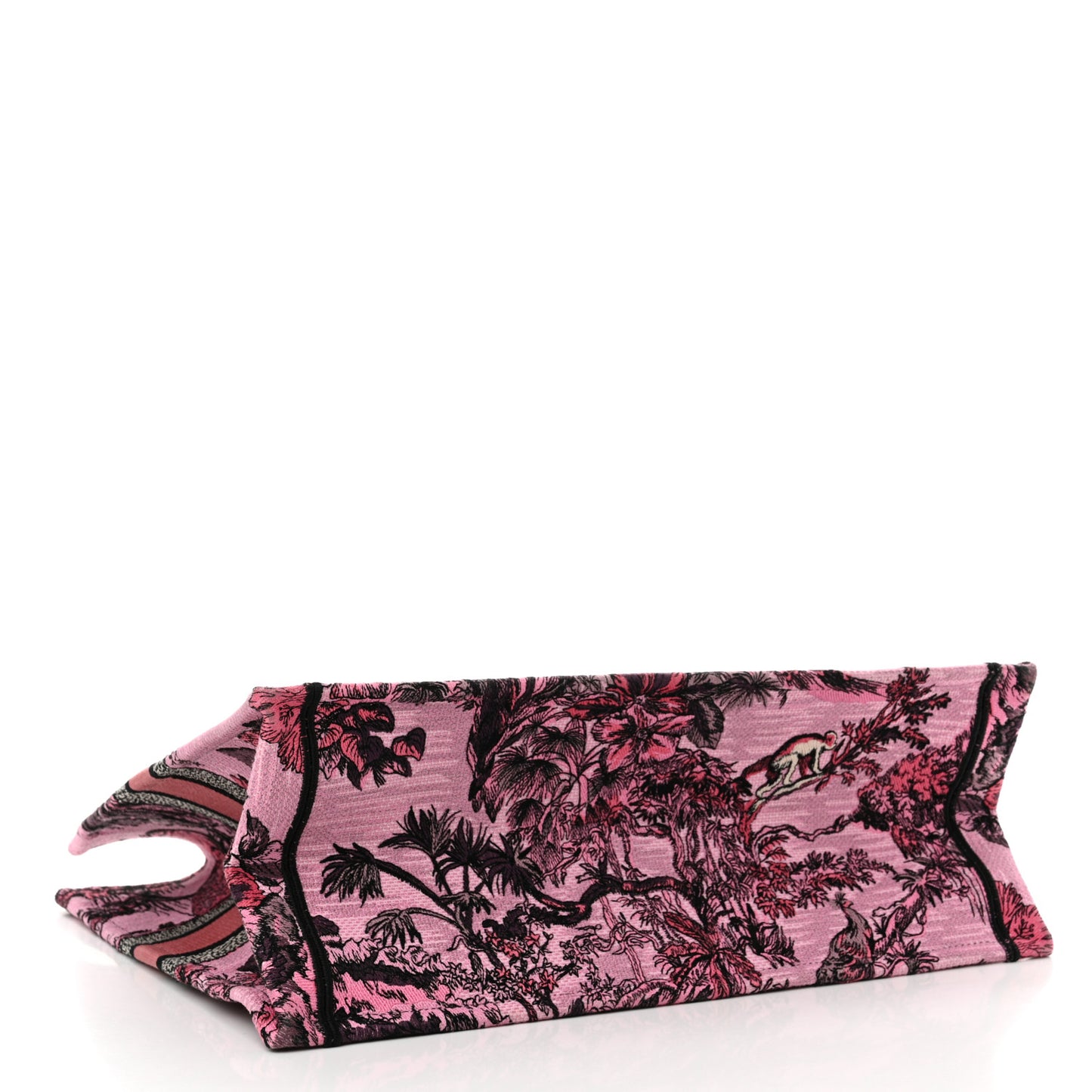 Canvas Embroidered Large Toile de Jouy Voyage Book Tote Fuchsia Multicolor
