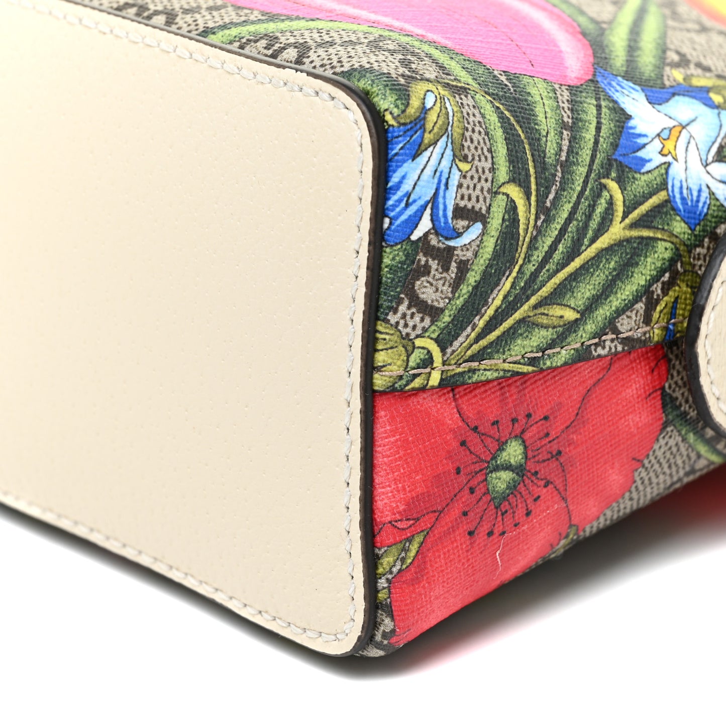 GG Supreme Monogram Flora Web GG Small Ophidia Dome Shoulder Bag White