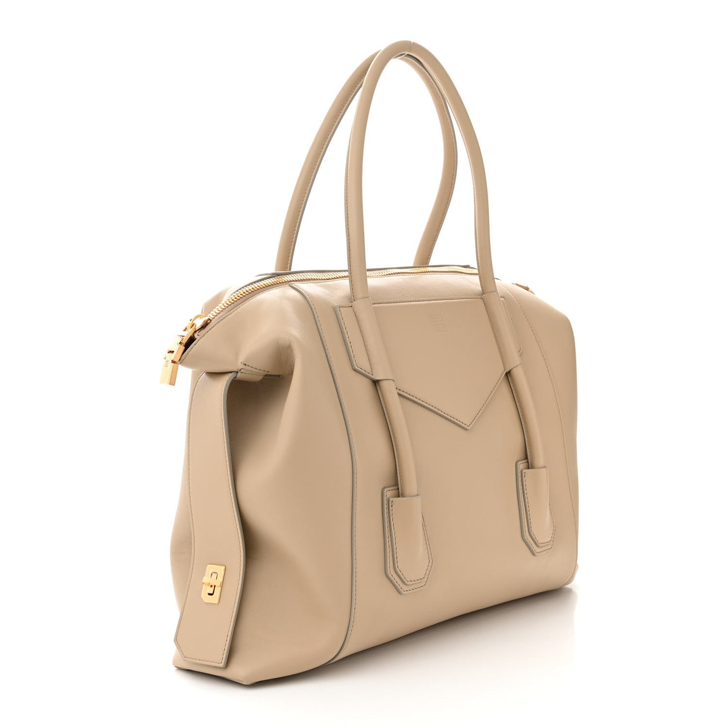 Smooth Calfskin Medium Antigona Soft Lock Duffle Bag Beige