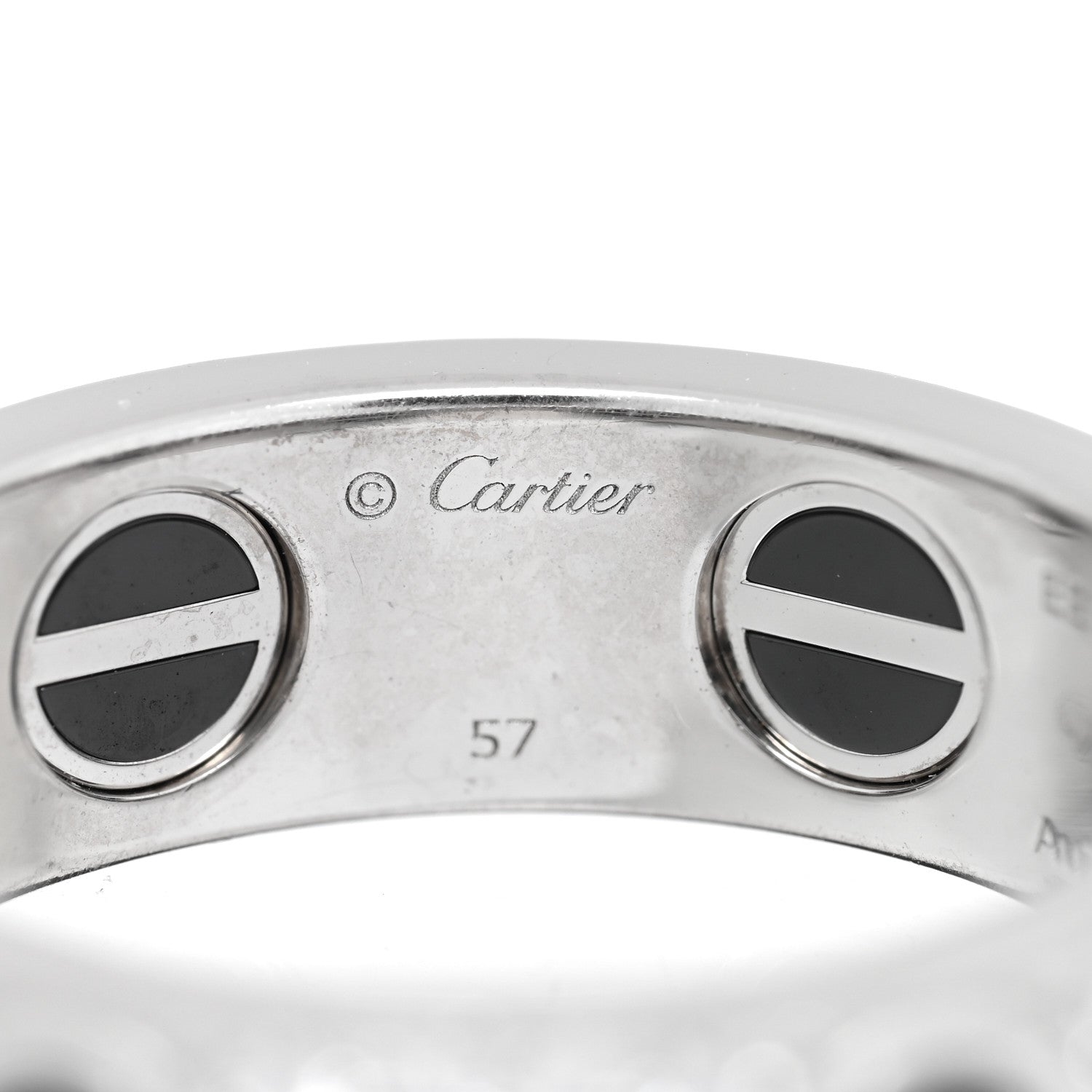 Cartier 18K White Gold Diamond Ceramic LOVE Paved Ring 57 8 4 of 4