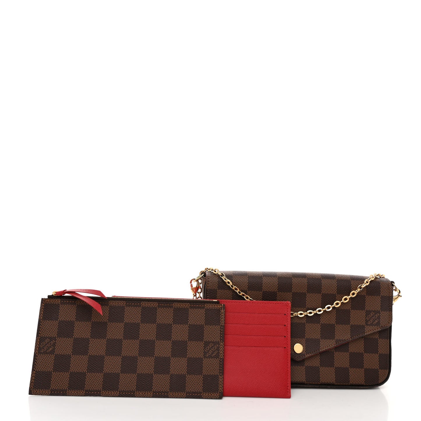 LOUIS VUITTON Damier Ebene Pochette Felicie Chain Wallet