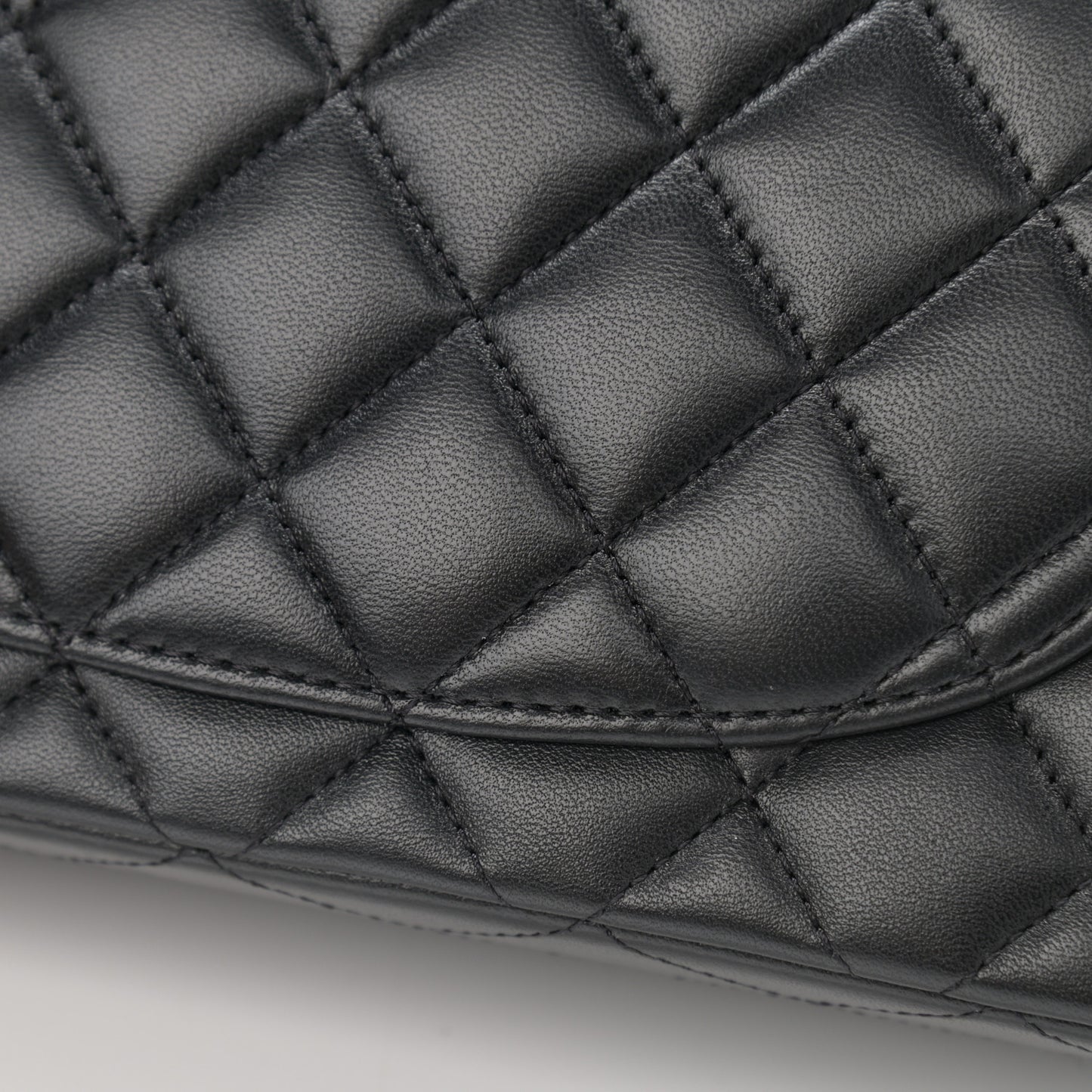 Lambskin Quilted Small Double Flap Black