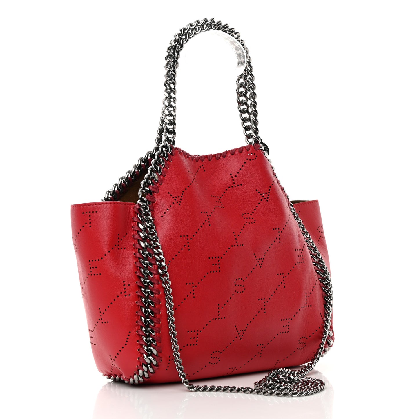 Eco Alter Nappa Perforated Logo Falabella Reversible Tote Red