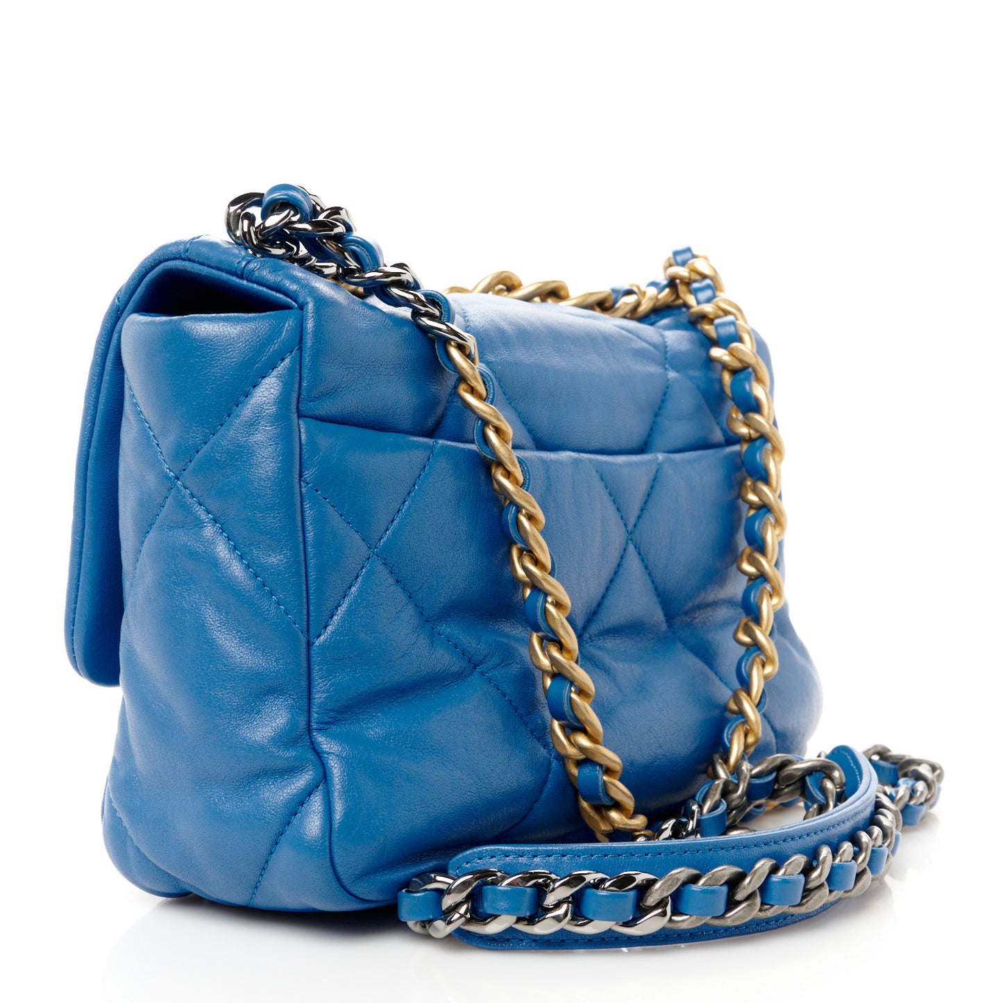 Lambskin Quilted Medium Chanel 19 Flap Blue