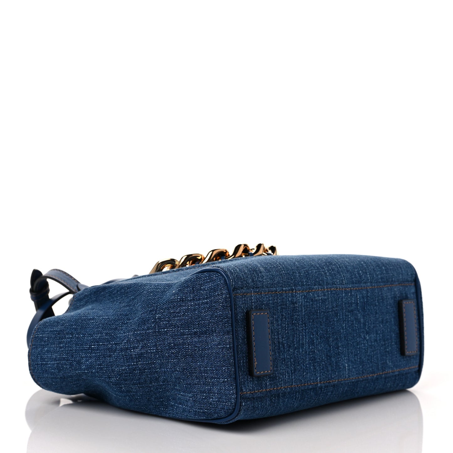 Denim Mini La Medusa Chain Tote Navy Blue