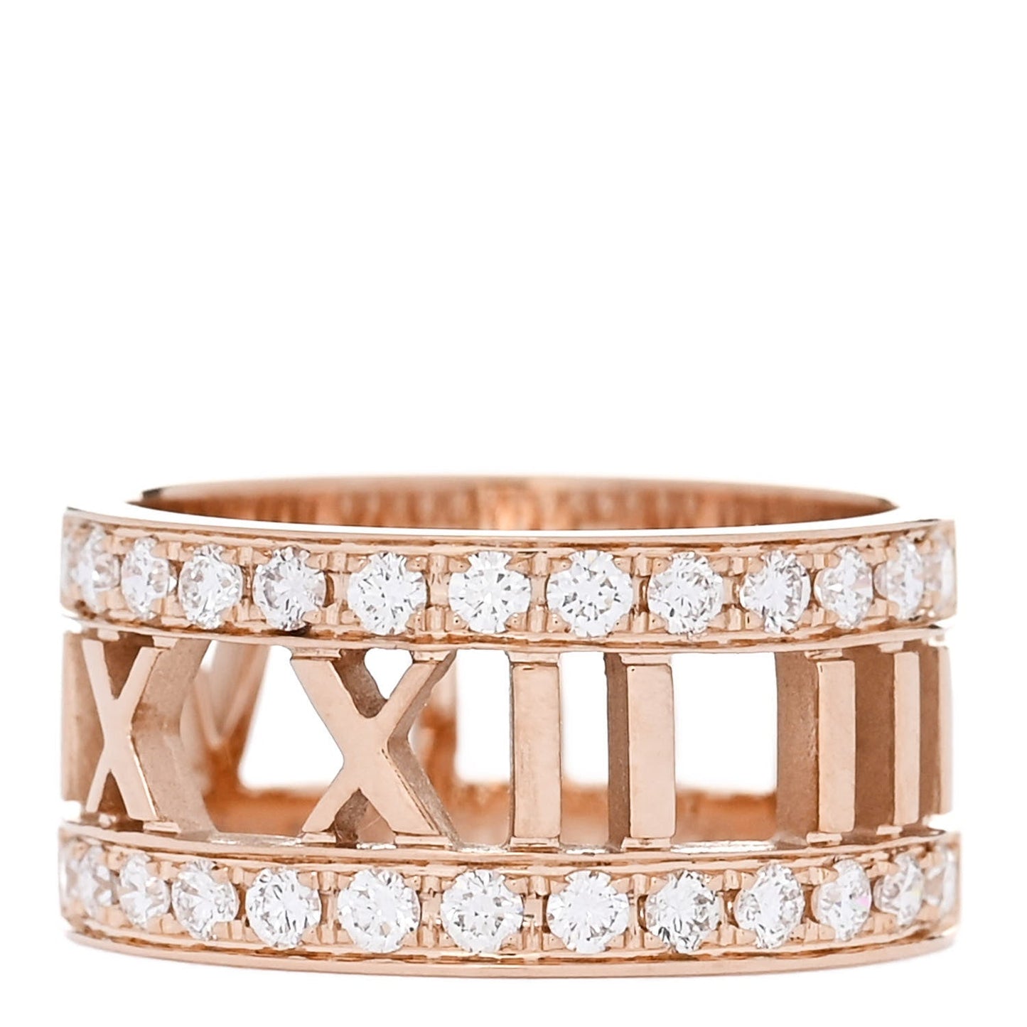 18K Rose Gold Diamond Wide Atlas Open Ring 48 4.5