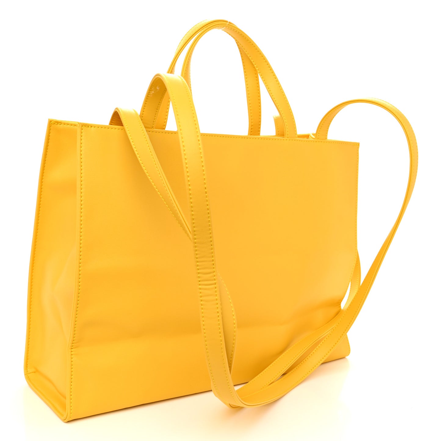 Vegan Leather Medium Shopping Bag Yellow