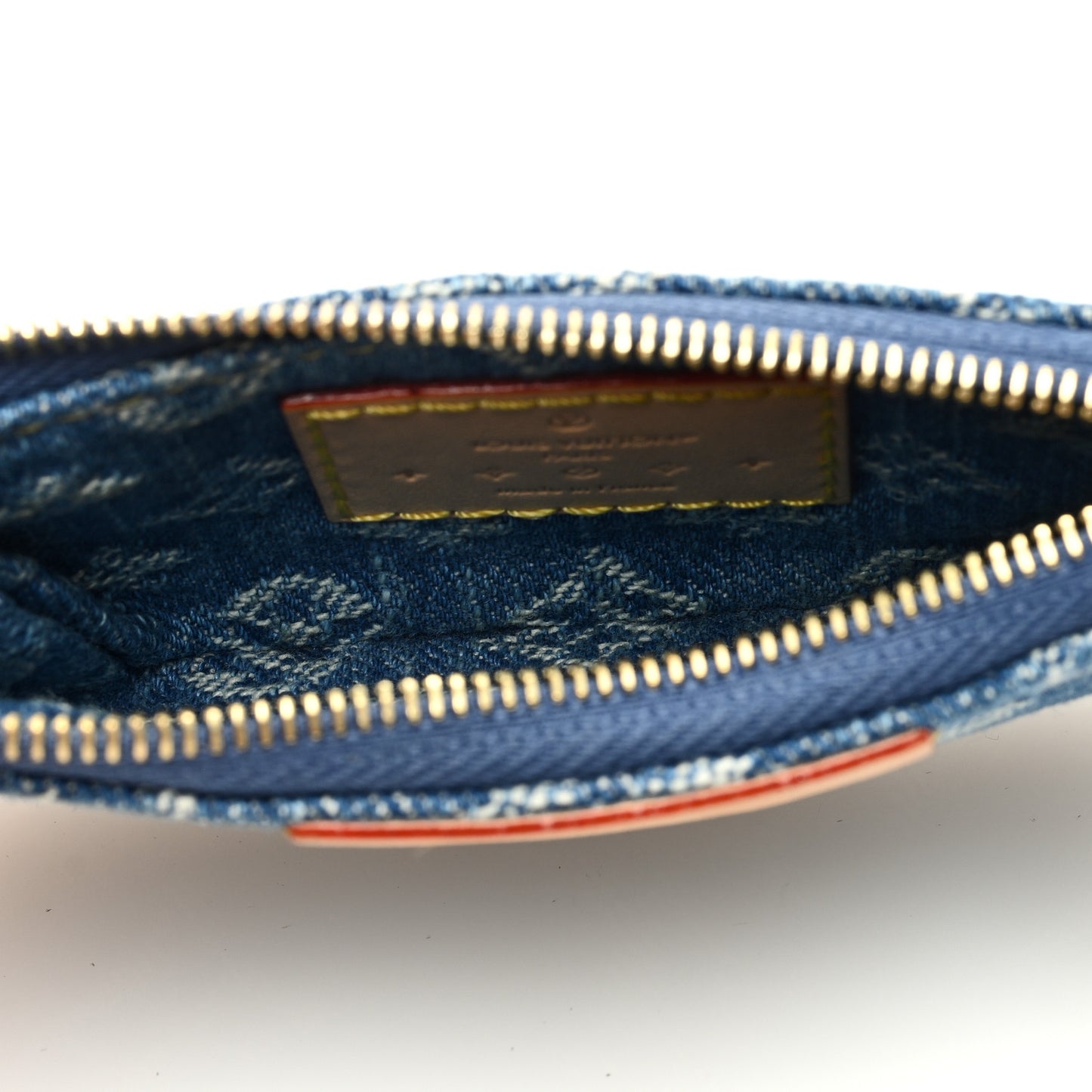 Monogram Denim Key Pouch Denim Blue