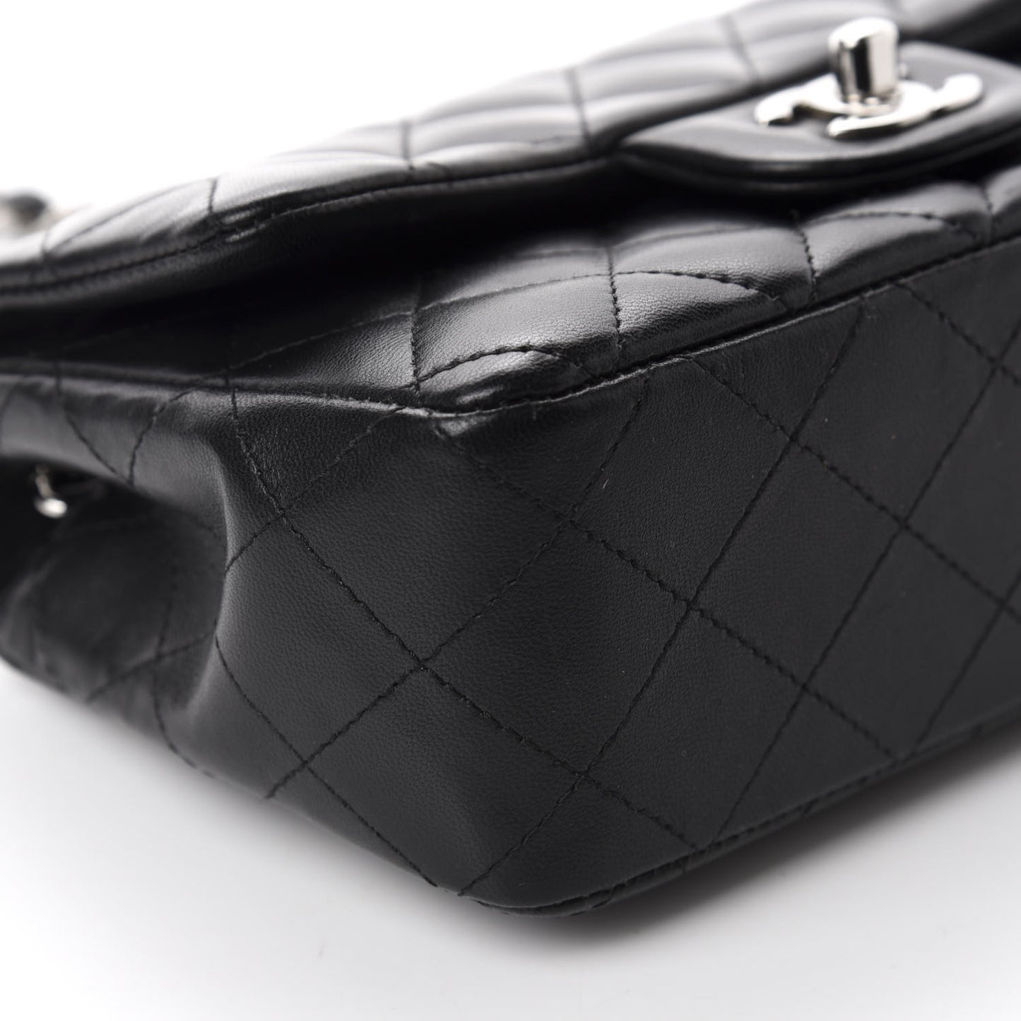 Lambskin Quilted Mini Rectangular Flap Black