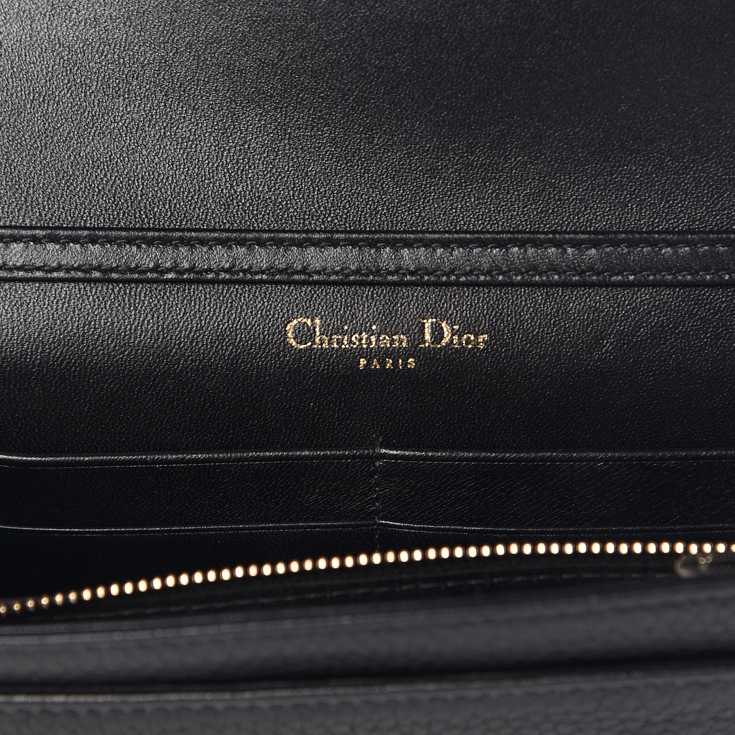 Grained Calfskin Diorama Wallet on Chain Pouch Black