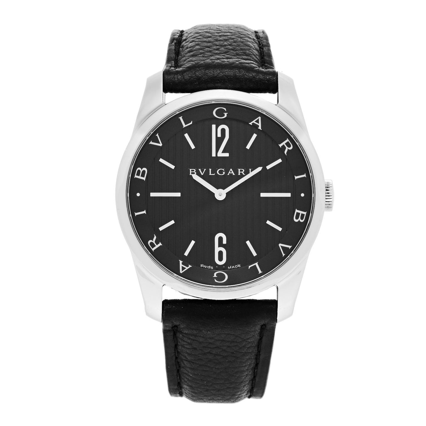 Stainless Steel Calfskin 42mm Solotempo Quartz Watch Black