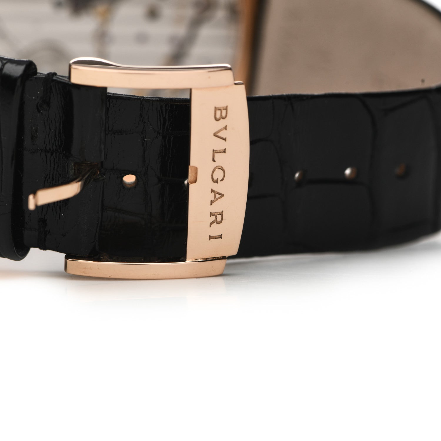 Bulgari 18K Rose Gold Alligator 40mm Octo Finissimo Extra Thin Manual Winding Watch Black 8 of 10