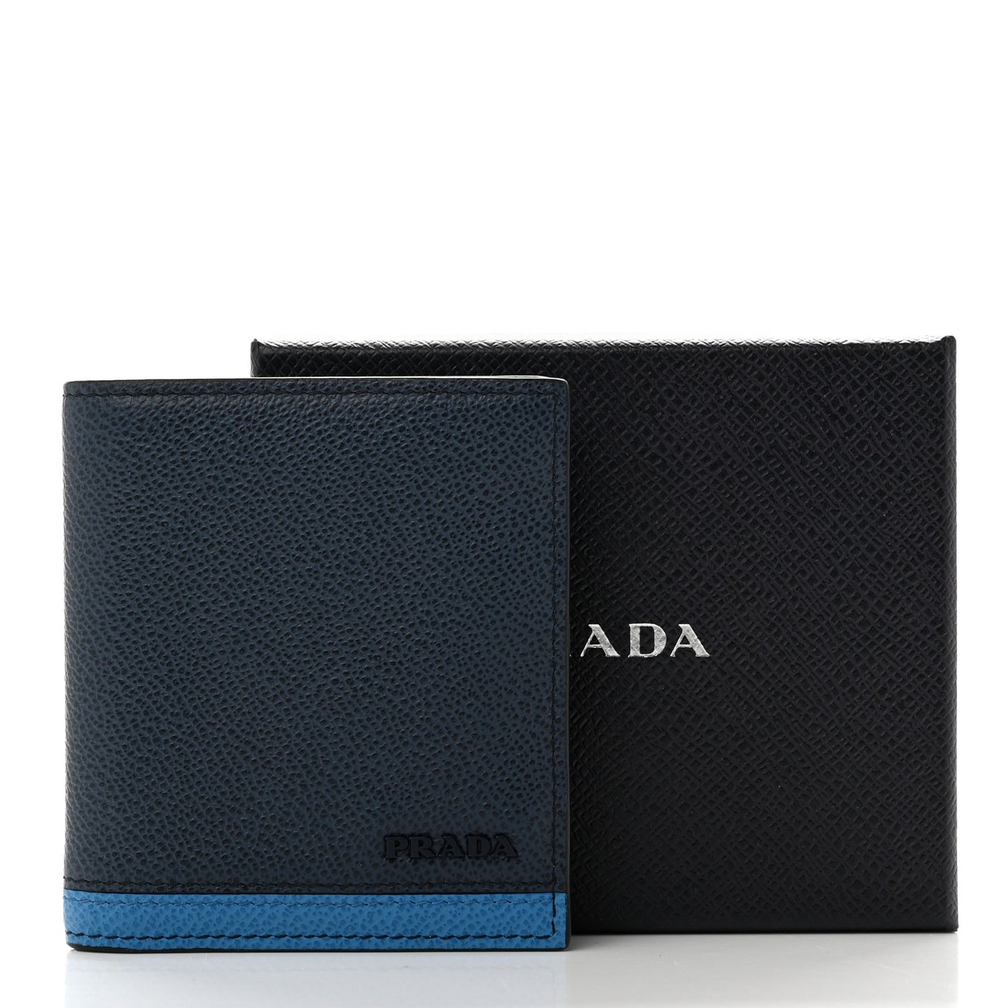 Vitello Micro Grain Bi-Color Bi-Fold Wallet Baltico Mare