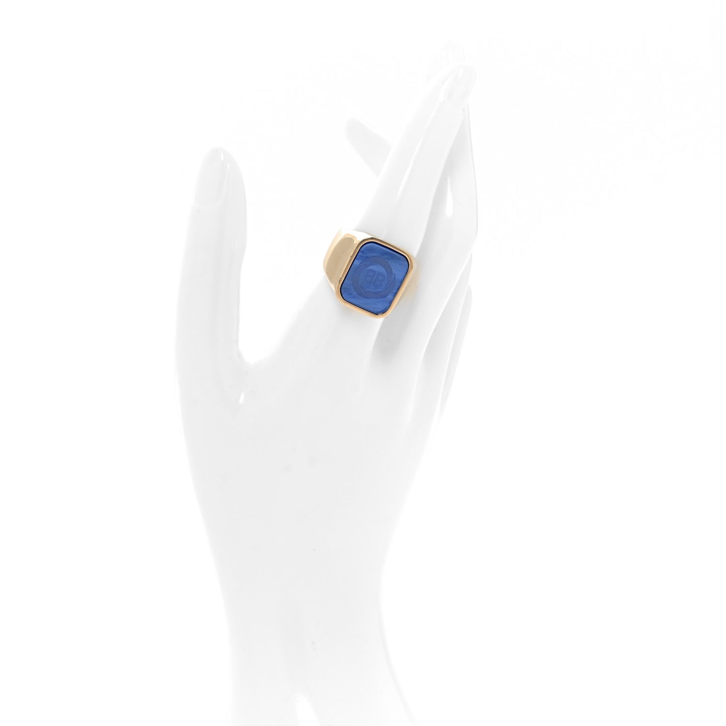 Logo Signet Ring Gold Blue