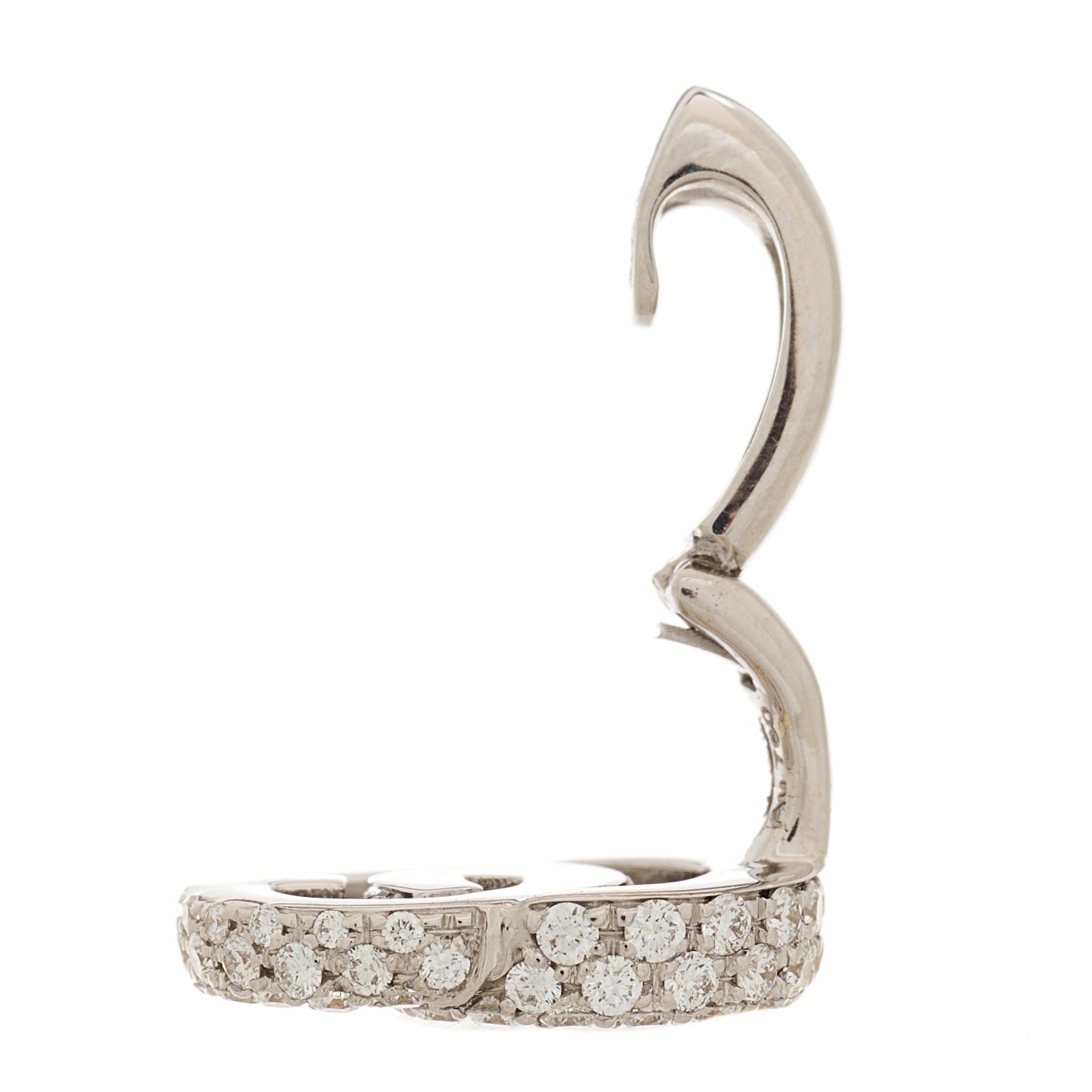18K White Gold Diamond Running G Ear Cuff Earring