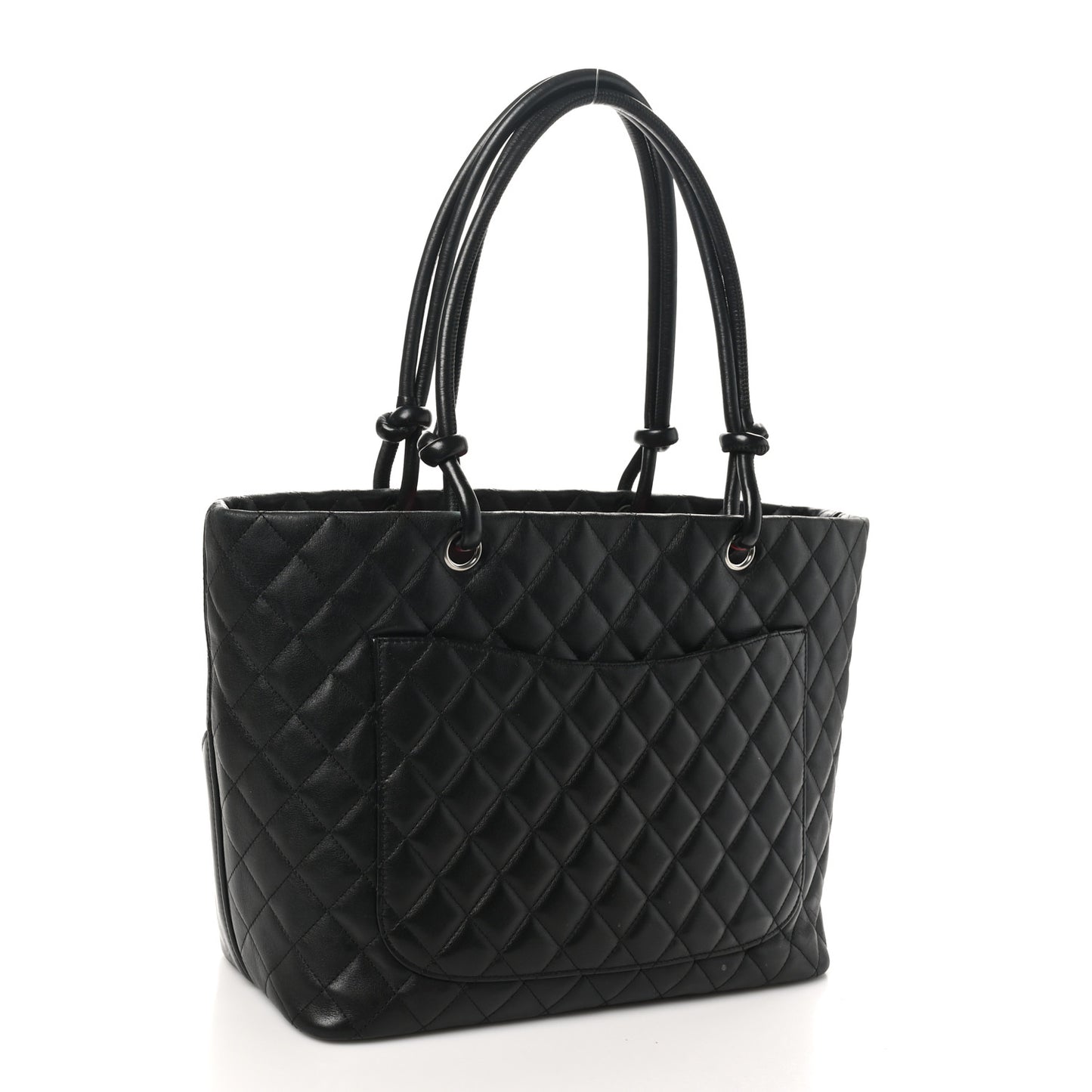 Calfskin Quilted Large Cambon Tote Black White