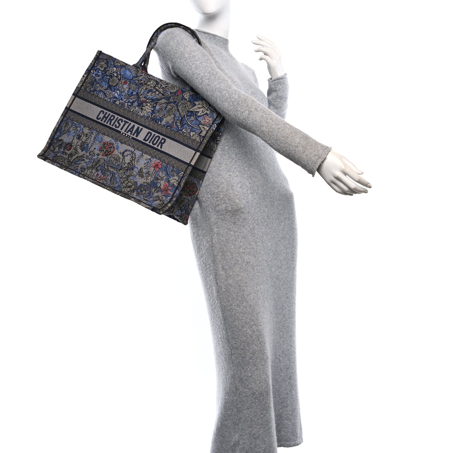 Canvas Embroidered Large Toile de Jouy Voyage Book Tote Blue Multicolor