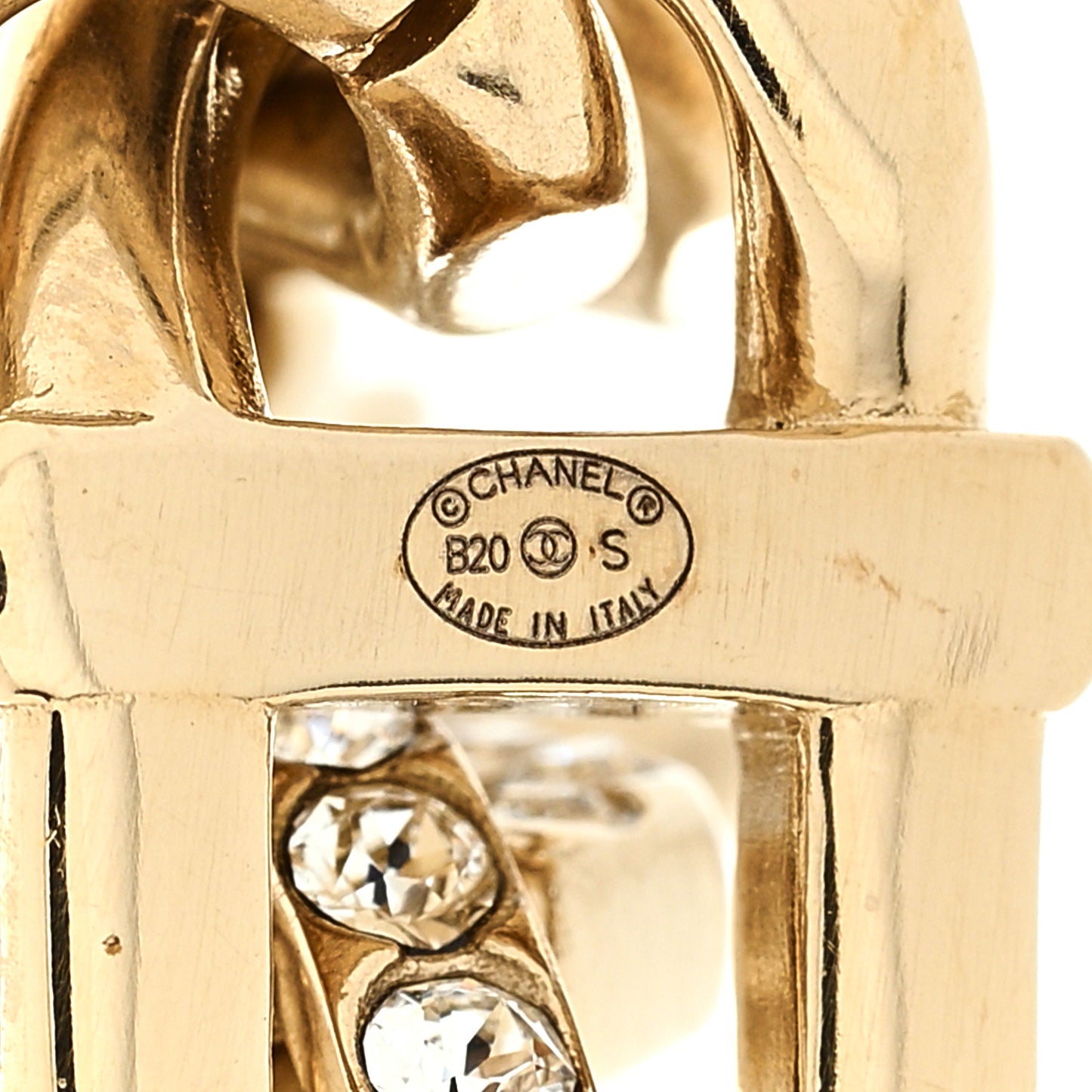 Metal Crystal CC Vendome CC Dangle Earrings Gold